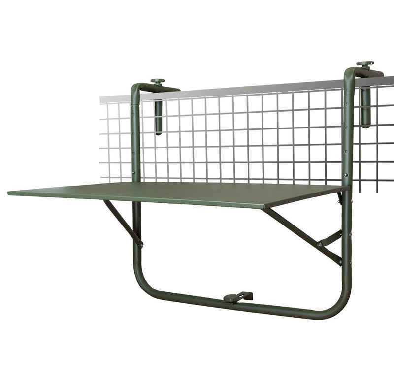 Trendyshop365 Balkonhängetisch klappbar 60x40cm wetterfest (1-St), klappbare 4-fach höhenverstellbare Tischplatte