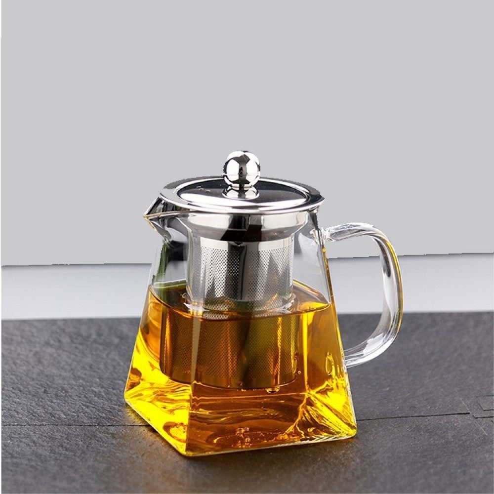 FELIXLEO Teekanne Teekanne Glas mit Siebeinsatz 550ml, Kleine Teekanne Glas Eckig, 550 l