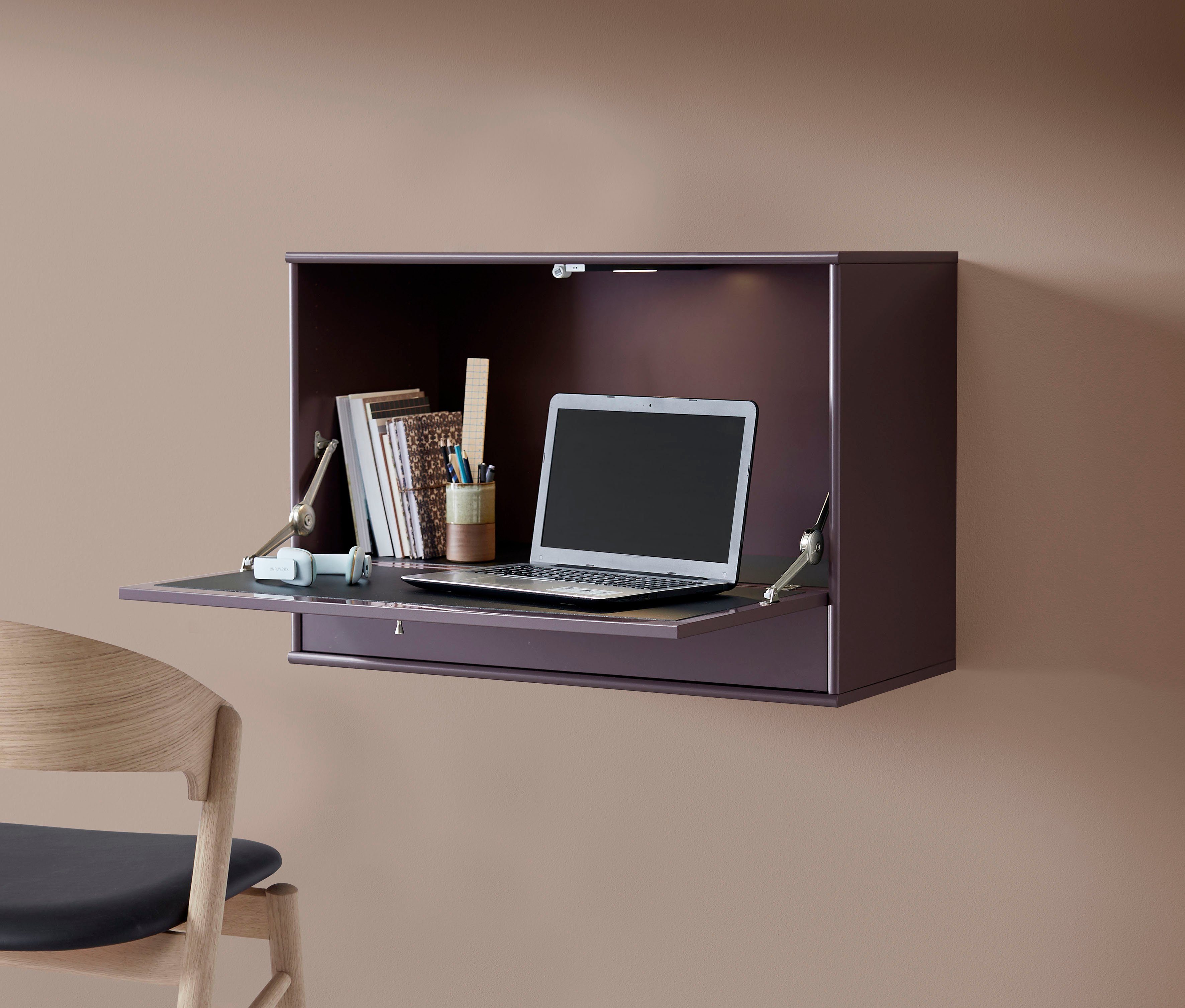 Hammel Furniture Schreibtisch Mistral Bürotisch, Arbeitstisch, Tisch, Computertisch, mit LED Spot, B: 89 cm, Designmöbelserie bordeaux