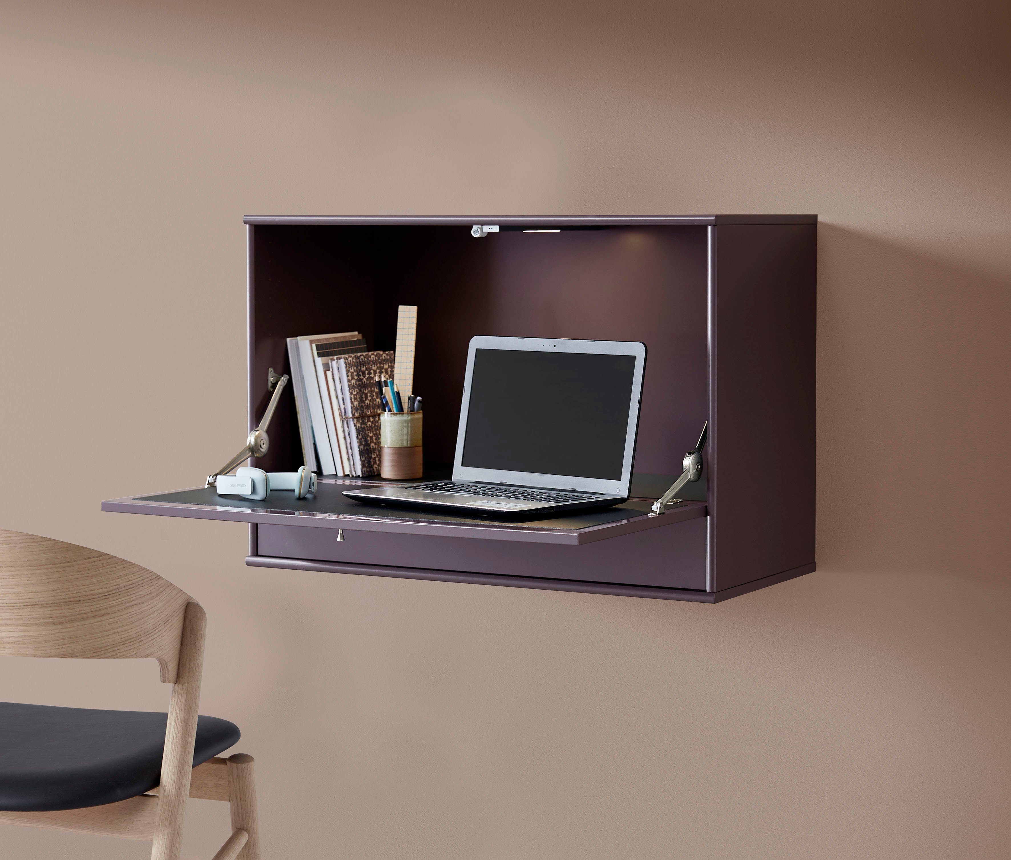Hammel Furniture Schreibtisch »Mistral«, Wandschreibtisch mit Klappe, Schublade und LED Spot, Breite: 89 cm, Dänische Handwerkskunst