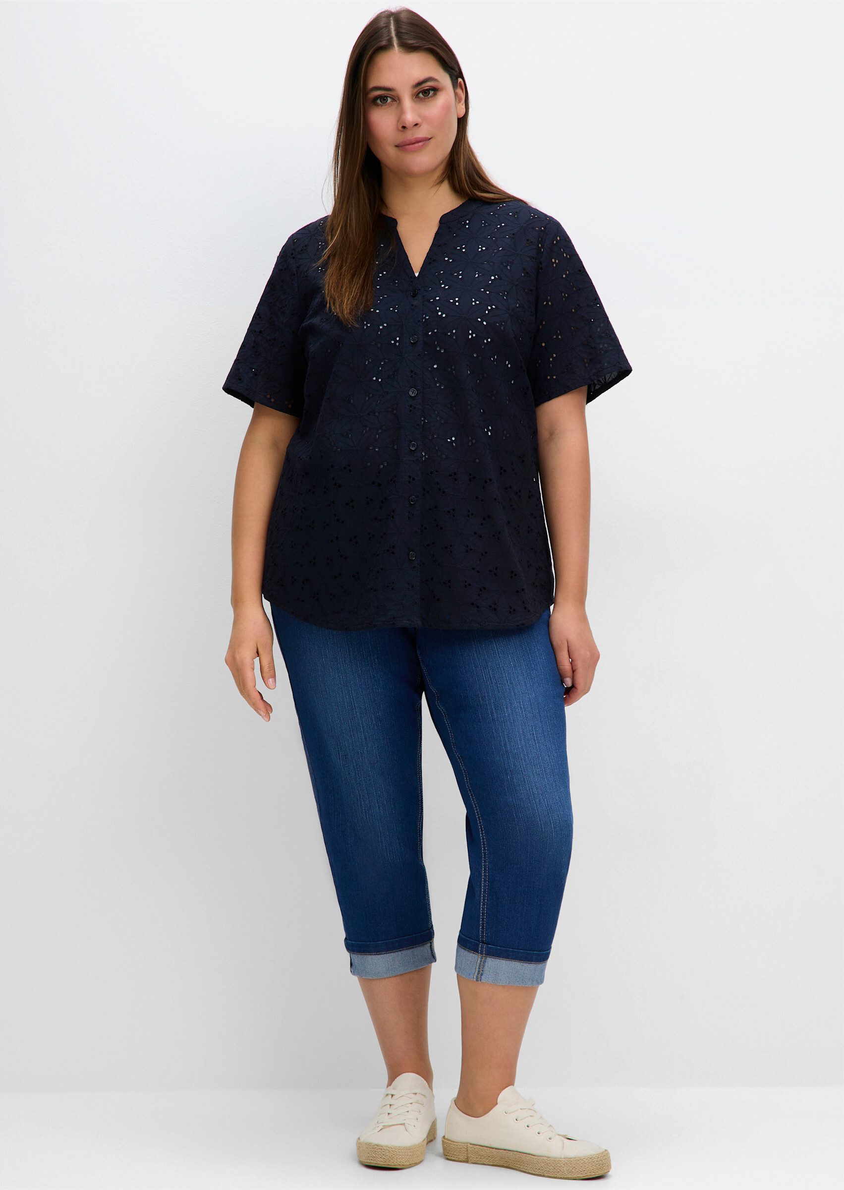 Sheego Klassische Bluse Kurzarmbluse . günstig online kaufen