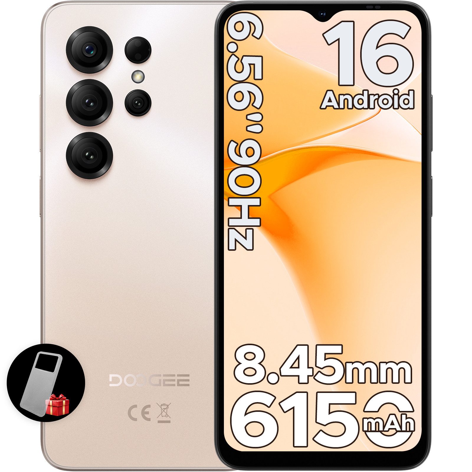 DOOGEE Note 56X Android 16 Smartphone, 6.56" HD, 90Hz, 6150mAh Smartphone (6.56 Zoll, 64 GB Speicherplatz, 8 MP Kamera, Octa Core, 8,45mm dünn, 64GB ROM/2TB TF, Dual SIM, Face ID/GPS/OTG)