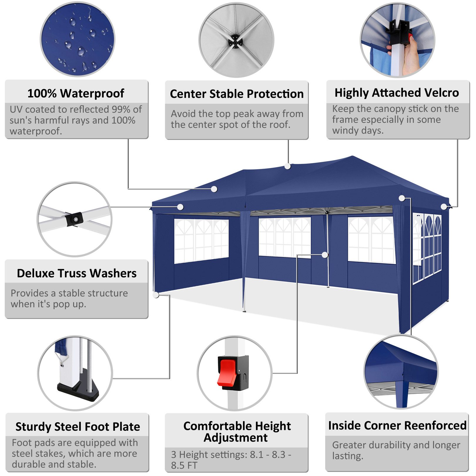 Tooluck Faltpavillon 3x6m Festzelt Wasserdicht UV-Schutz günstig online kaufen
