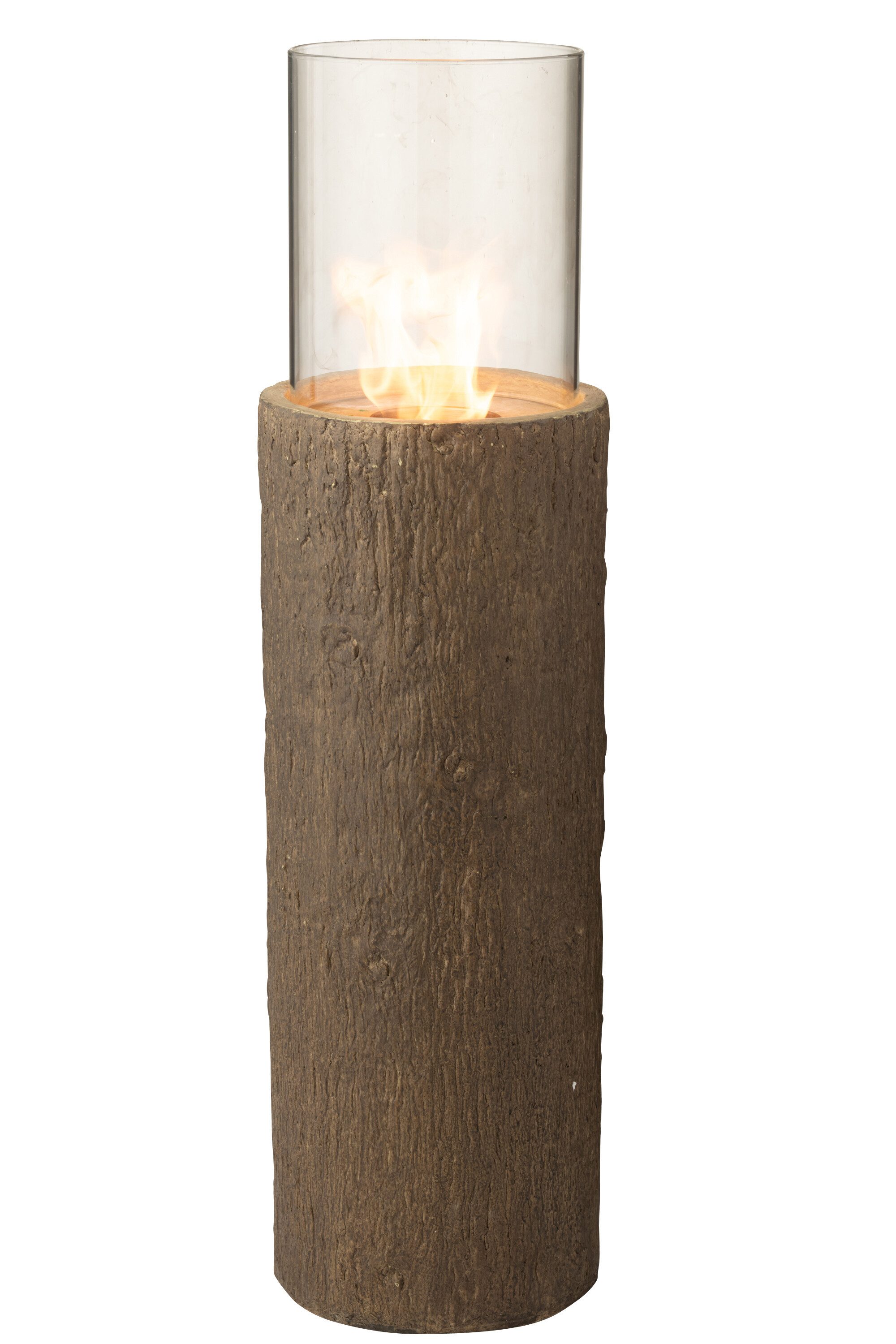 J-line Feuerstelle Ethanol Kamin Brasero, Baumstammoptik Rund, Braun