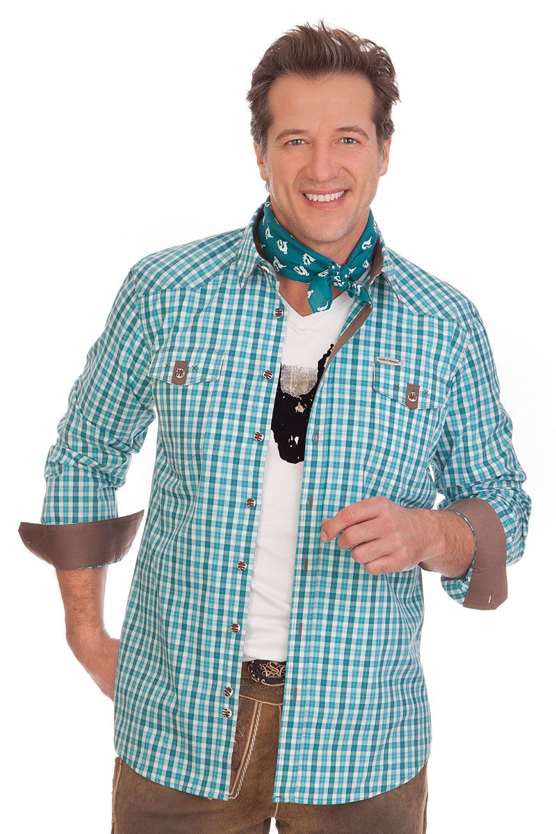 Spieth & Wensky Trachtenhemd Trachtenhemd - WASHINGTON - türkis, rot günstig online kaufen