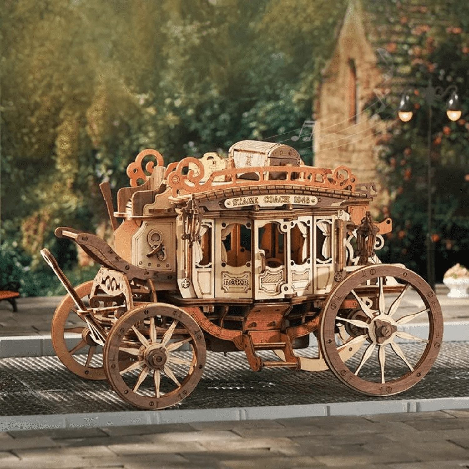Puzzle Robotime Postkutsche Spieluhr Mechanisches Holzpuzzle
