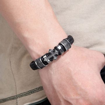 Fivejoy Lederarmband Leder geflochtenes Kreuz Handmade Armband (Mode-Vintage-Armband, geflochtenes Lederarmband)