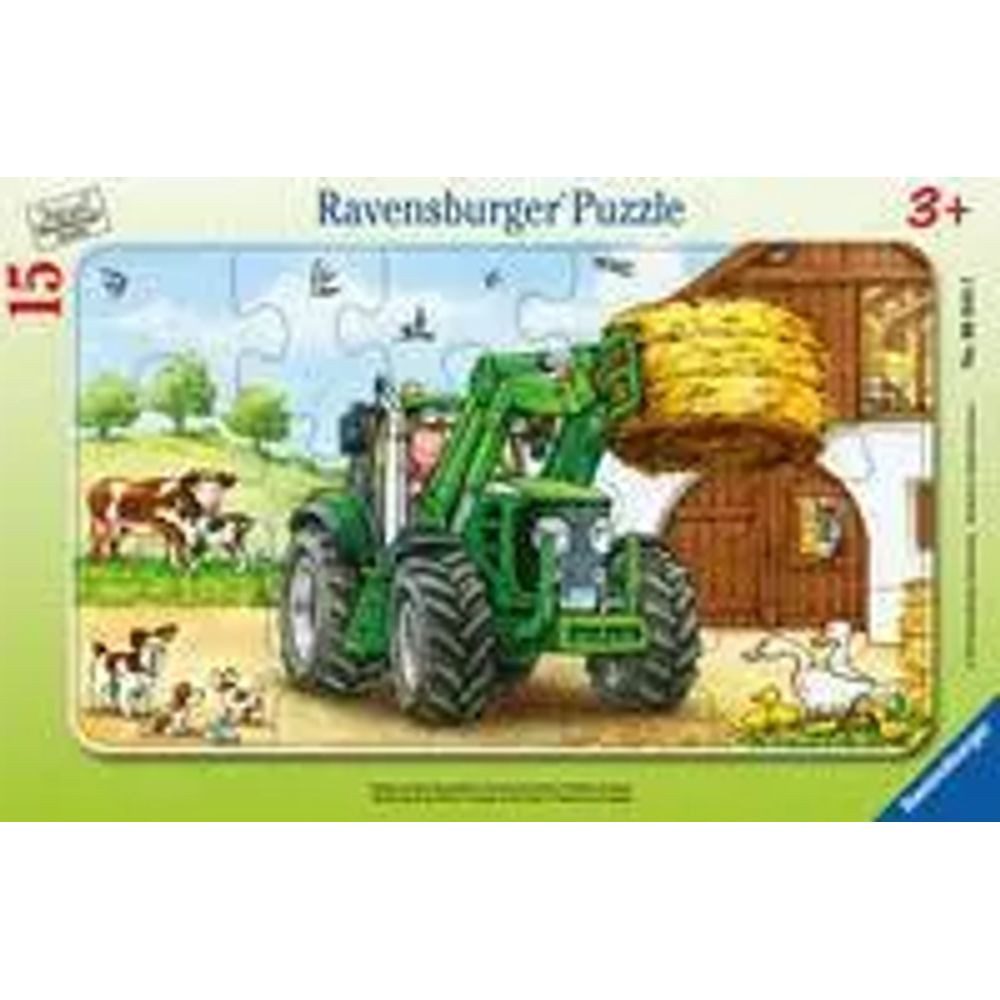 Ravensburger Puzzle Traktor auf dem Bauernhof. Rahmenpuzzle 15 Teile, 15 Puzzleteile