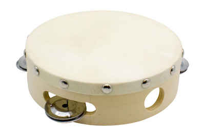 GICO Spielzeug-Musikinstrument Tamburin Handtrommel ür Kinder D: 15 cm aus Holz mit 4 Schellen - 3832
