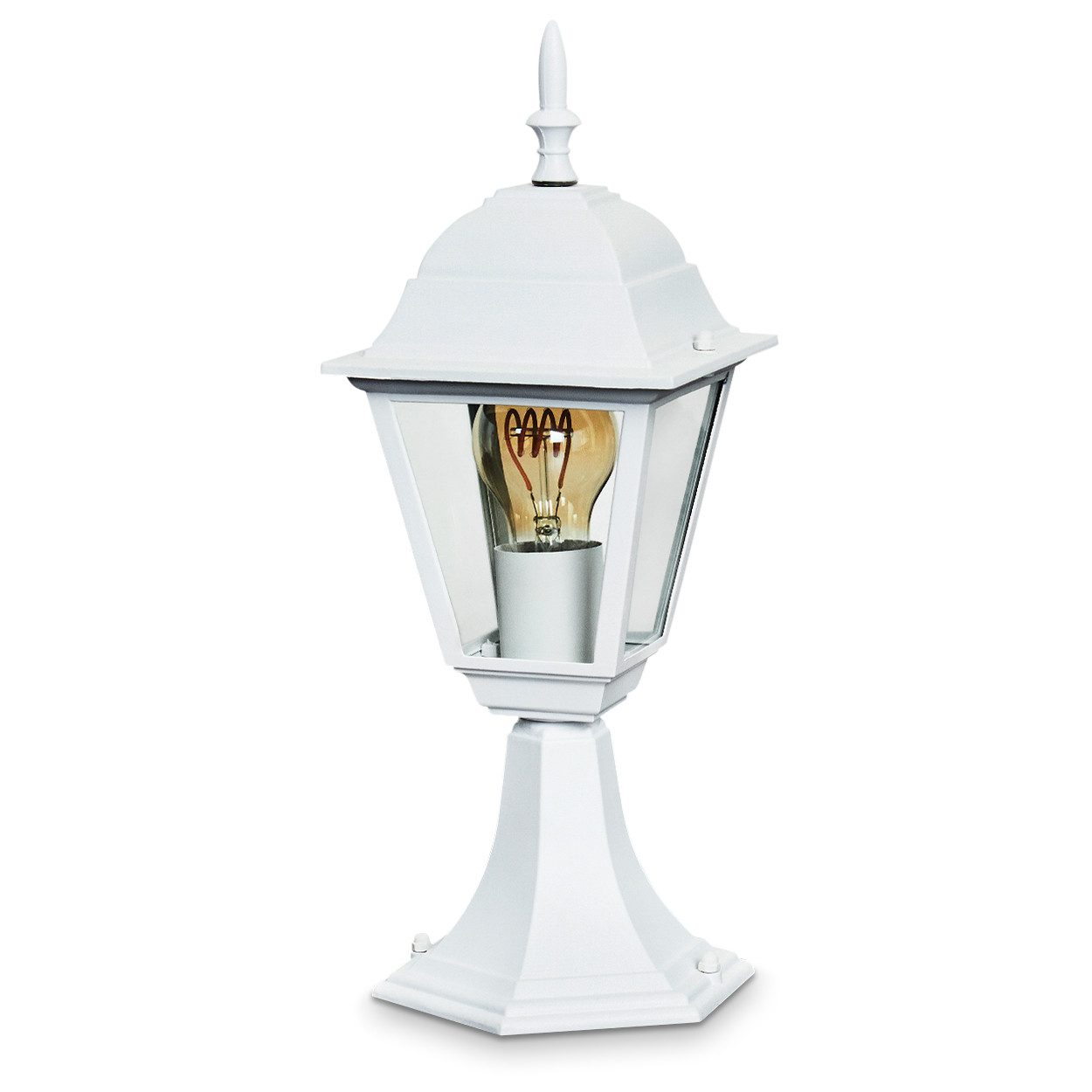 hofstein Pollerleuchte »Quartucciu« Außenlampe in antikem Look aus Metall/Glas in Weiß/Klar, ohne Leuchtmittel, Wegeleuchte m. Klarglas-Scheiben, m. E27, IP44