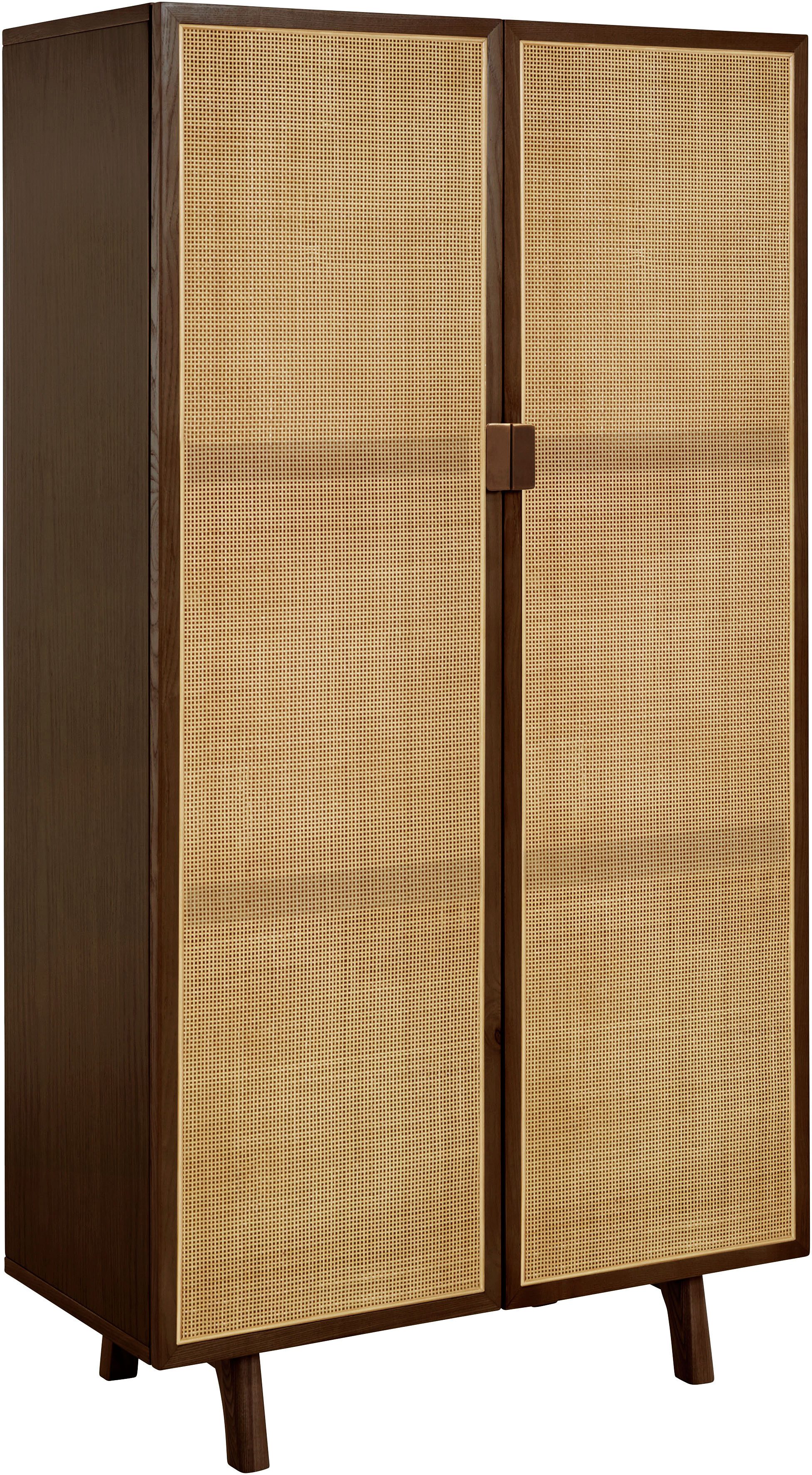 LeGer Home by Lena Gercke Highboard Lina, Mit Rattan Einsatz, 3 Innenfächer, teilmassiv