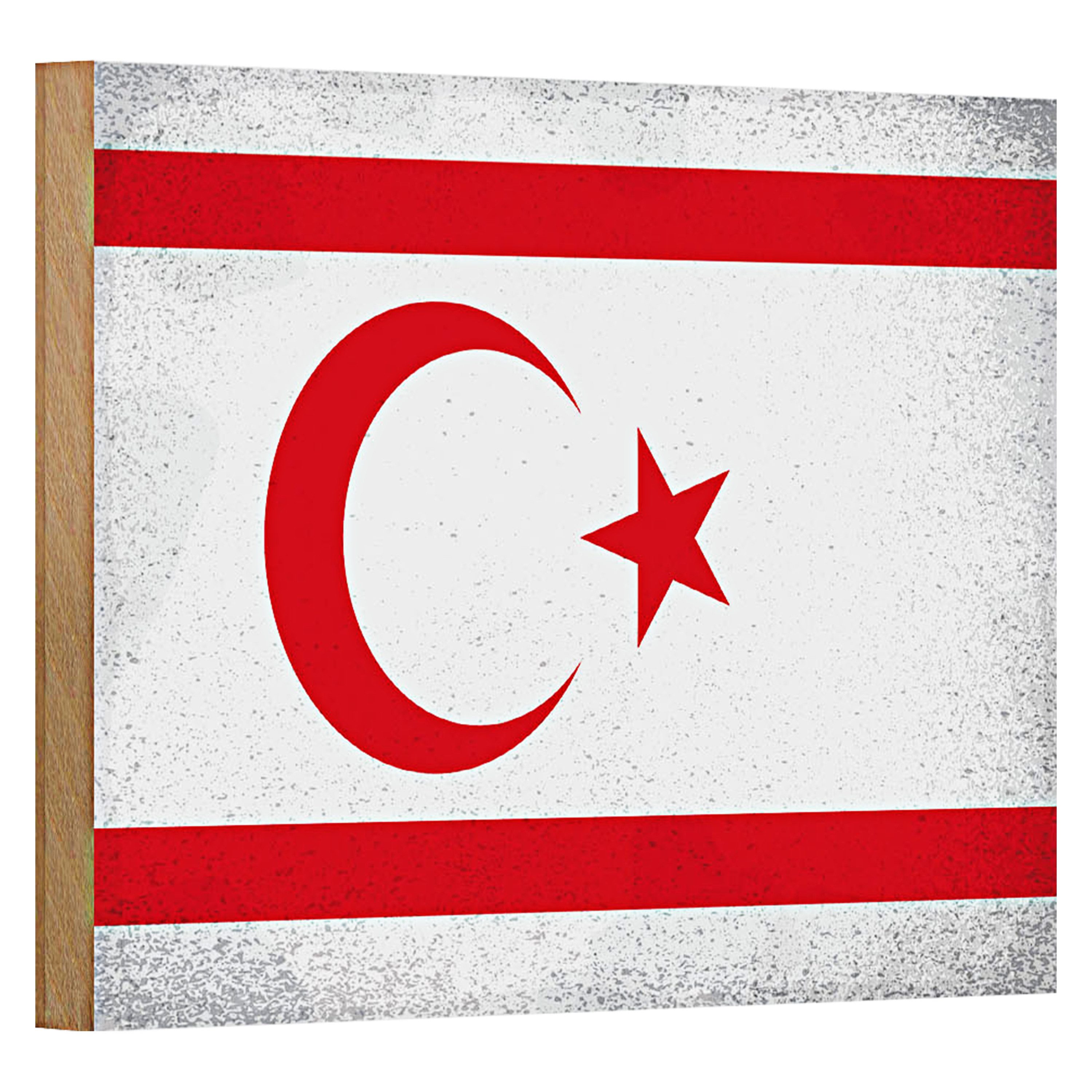 Holzbild Flagge Nordzypern 18x12cm Flag Vintage