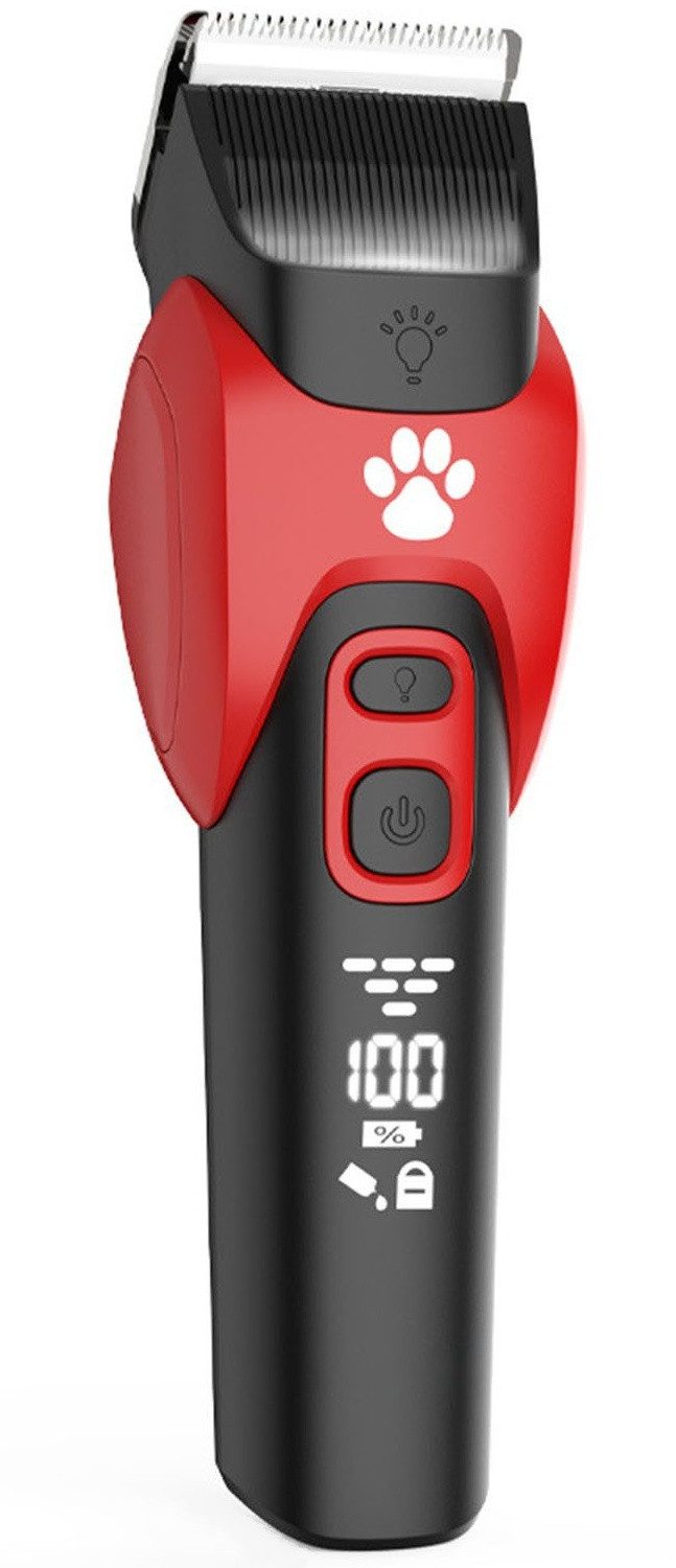 OKWISH Hundeschermaschine Profi Schermaschine Tierhaarschneidemaschine Hund Katze Haustier, Schnurlos Hilfslicht Elektrisch Trimmer Hundetrimmer Tierhaarschneider, LCD-Anzeige Akku Haarschneidemaschine abnehmbare Waschbare Klinge