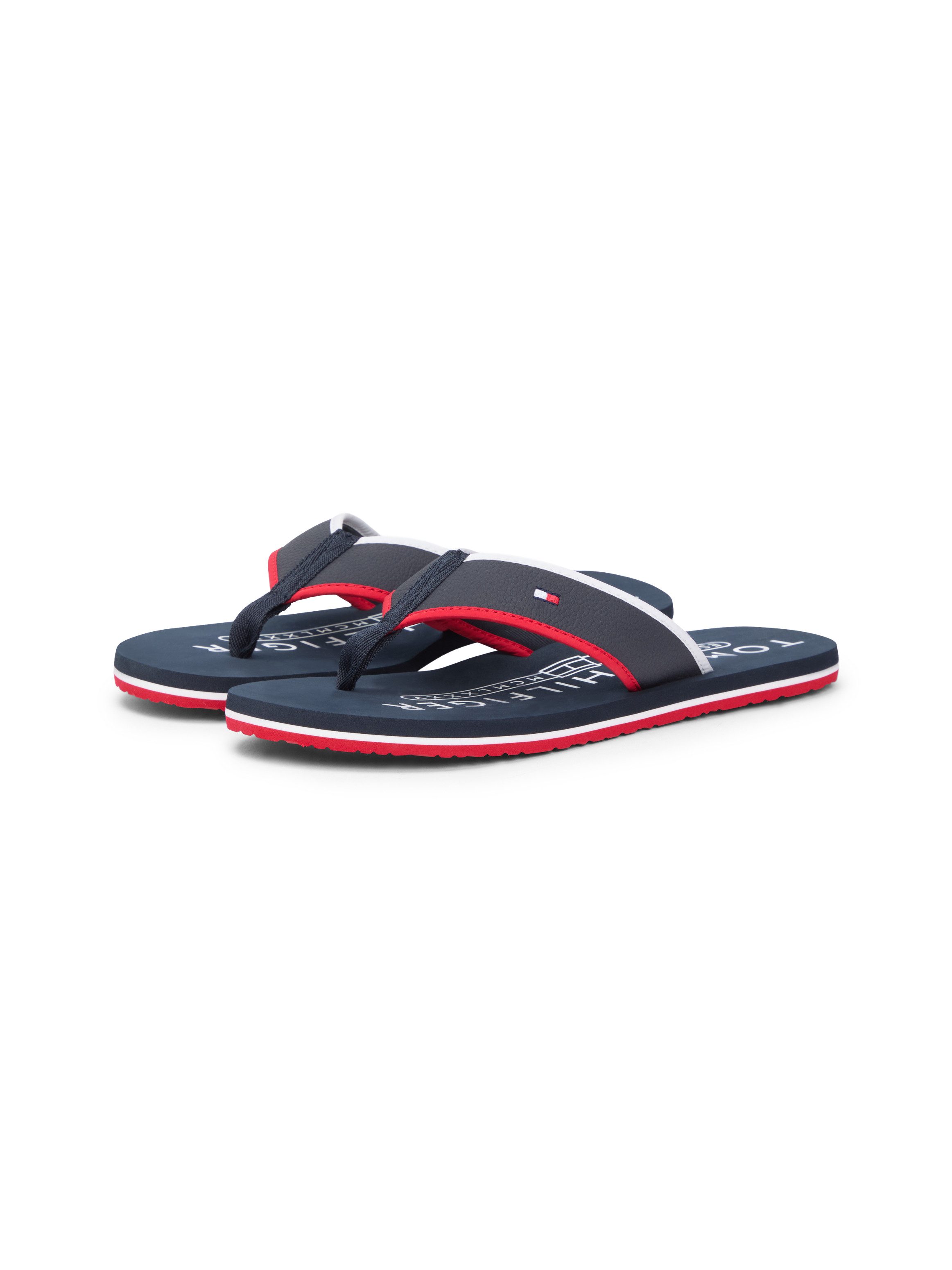 Tommy Hilfiger HILFIGER TUMBLE BEACH SANDAL Zehentrenner, Sommerschuh, Badeschuh mit dreifarbiger Laufsohle