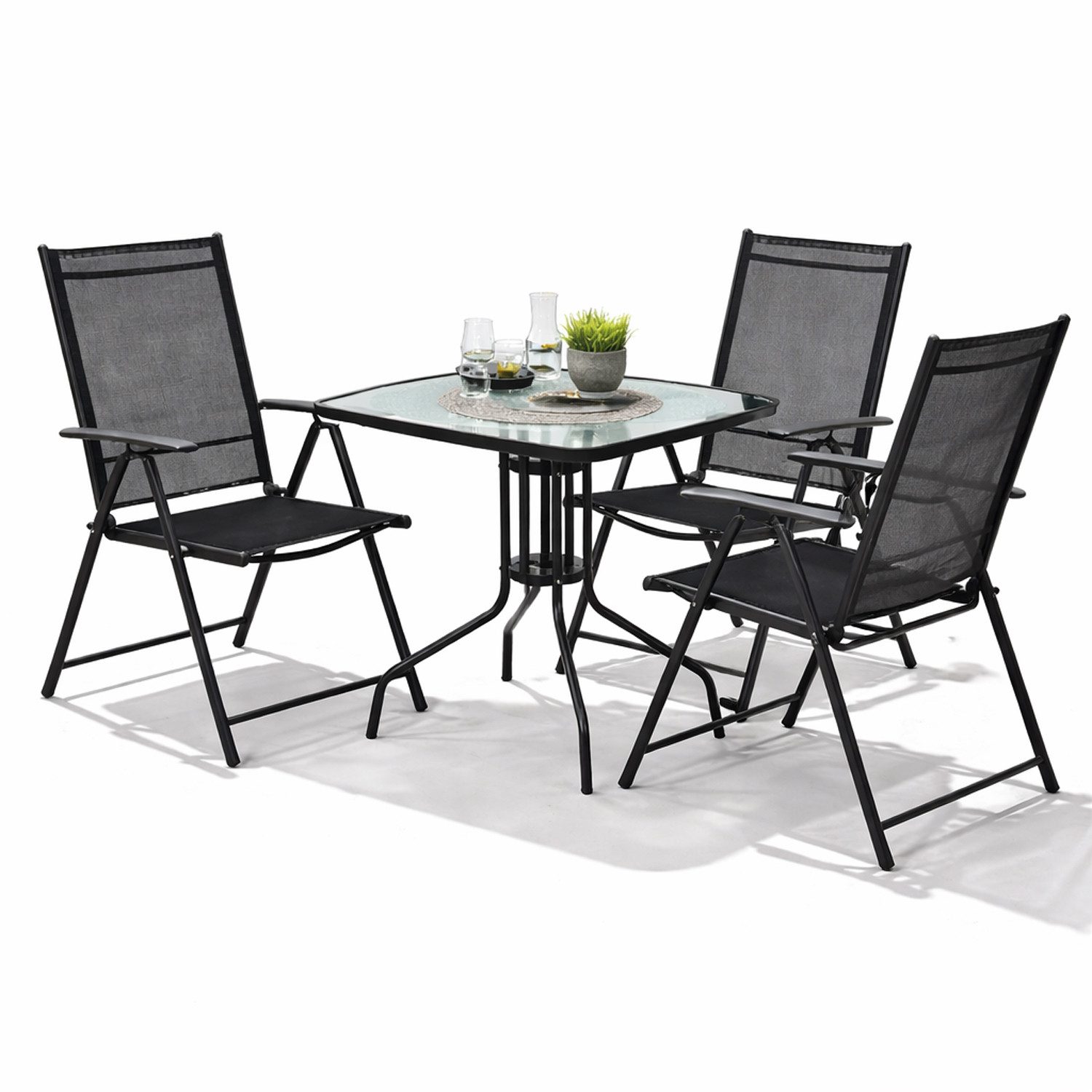 Mojawo Essgruppe Bistro Sitzgarnitur Bistrogarnitur 4-teilig Anthrazit