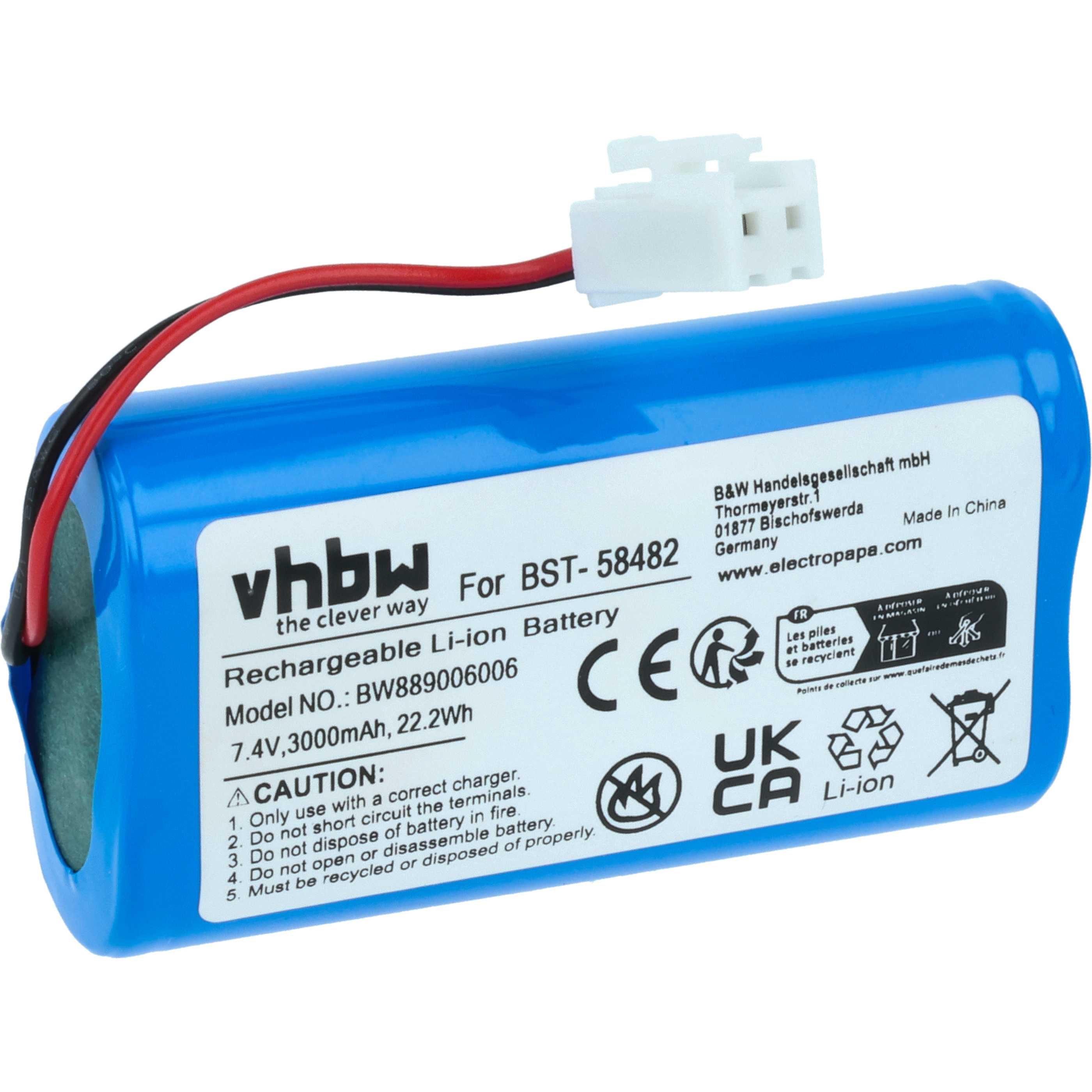 vhbw Akku passend für Bestway Poolsauger (3000 mAh, 7,4 V, Li-Ion) Akku Akku Li-Ion 3000 mAh (7,4 V, 1 St), Leistungsfähiger Austausch-Akku für Poolsauger, Wiederaufladbar