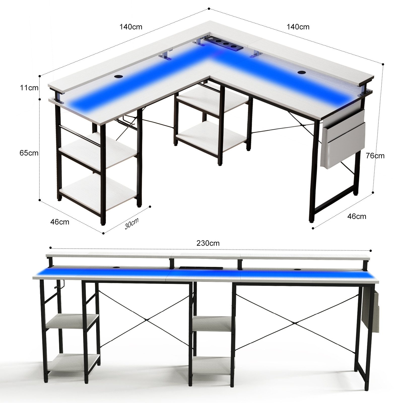 BBWL Computertisch L-förmiger Gaming-Schreibtisch mit LED, günstig online kaufen