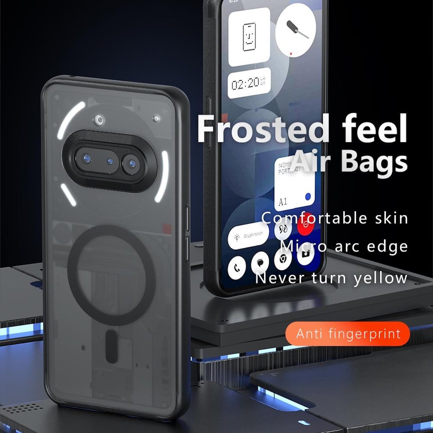 Wigento Handyhülle Für Nothing Phone 3a Armor MagSafe TPU + PC Schutz Hülle Case Schwarz, Stilvoll, MagSafe, präzise Passform
