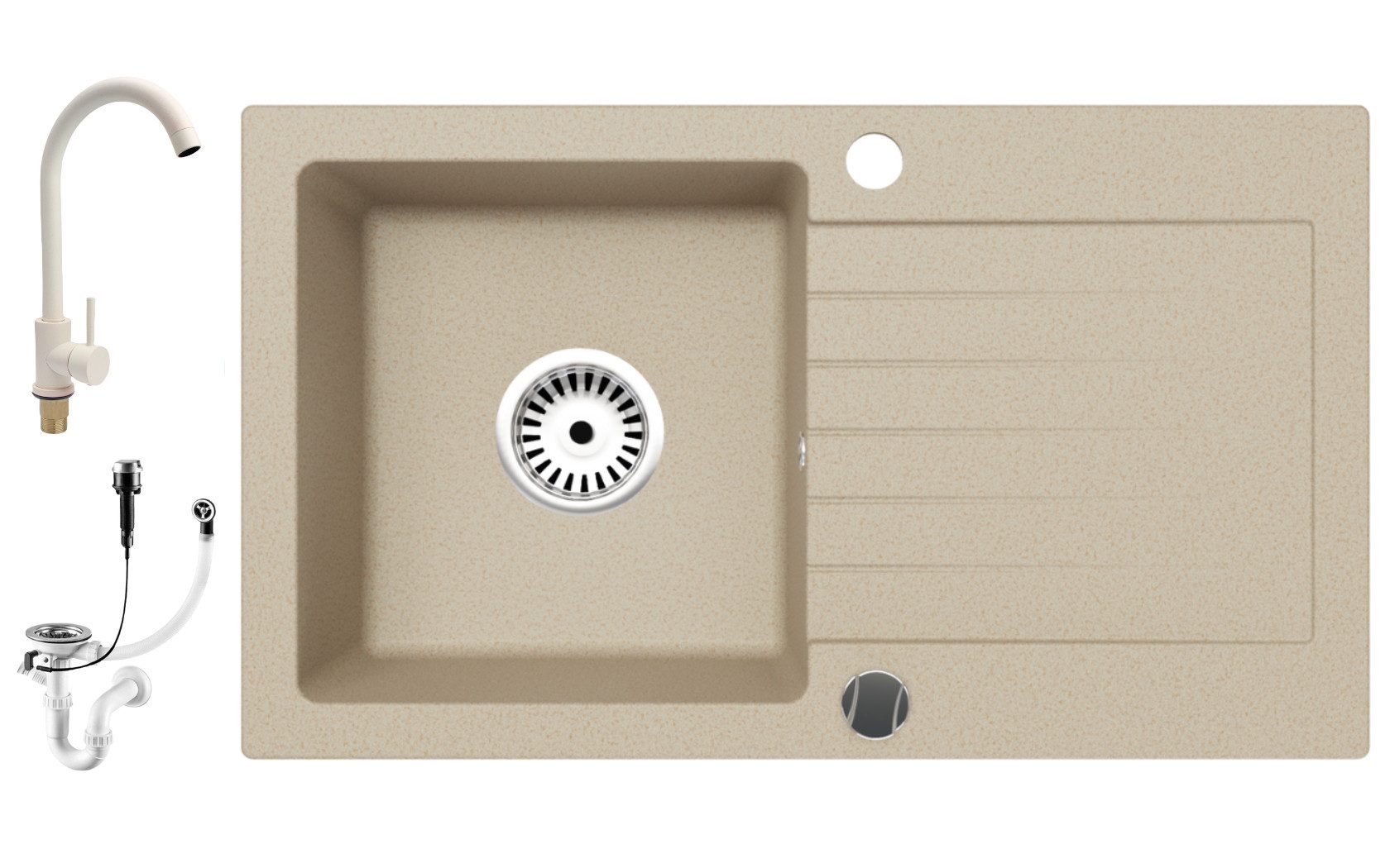 Faizee Möbel Granitspüle Faizee Home Granitspüle Alisha 75x43,5 cm Beige – günstig online kaufen