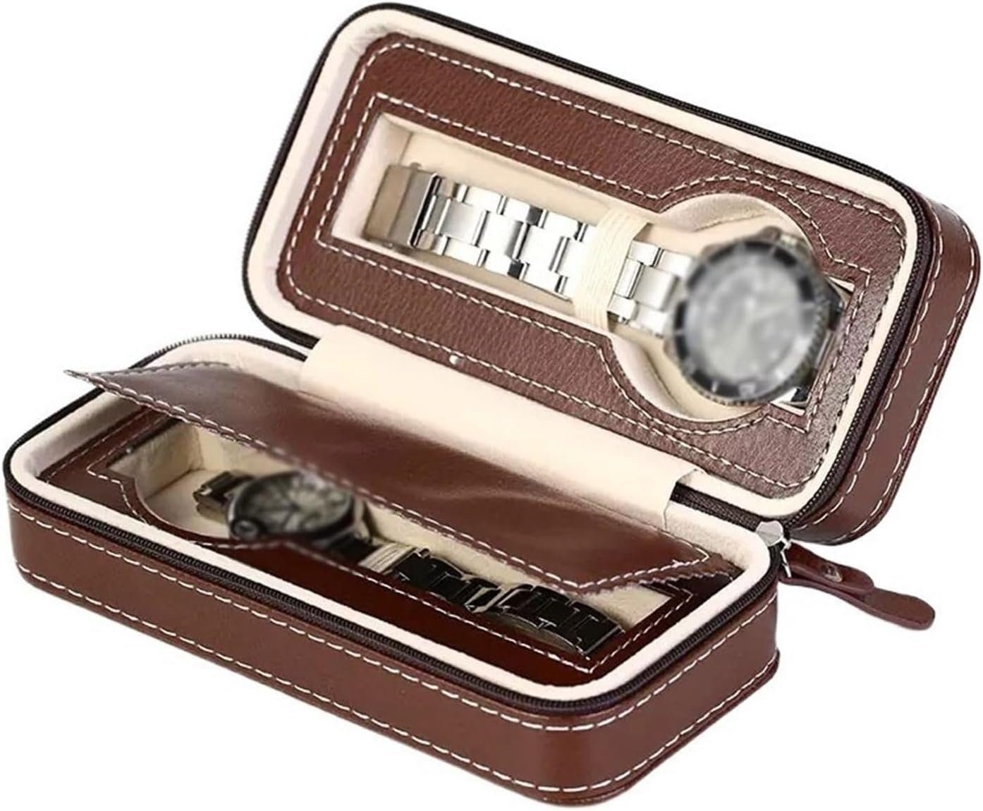 LENBEST Uhrenbox Uhrenbox Uhrenbox - 2 Uhrenpositionen, schön gestaltet (1 St), Hochwertige Schmuckbox, tragbar und geräumig (Uhren nicht enthalten)