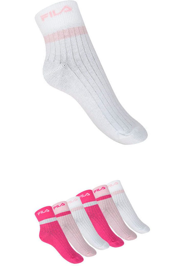Fila Kurzsocken JUNIOR GIRL QUARTER SOCKS (6-Paar) schlichtes Design mit dezentem Logo, feine Rippenstruktur