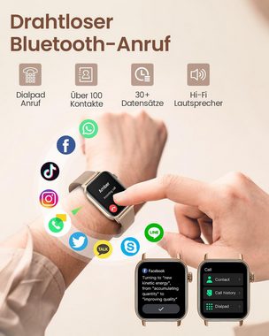 BANLVS Damen's Telefonfunktion Fitness-Tracker IP68 Wasserdicht Smartwatch (1,85 Zoll, Android/iOS), mit 110+ Sportmodi, SpO2, Herzfrequenz, Schlafmonitor