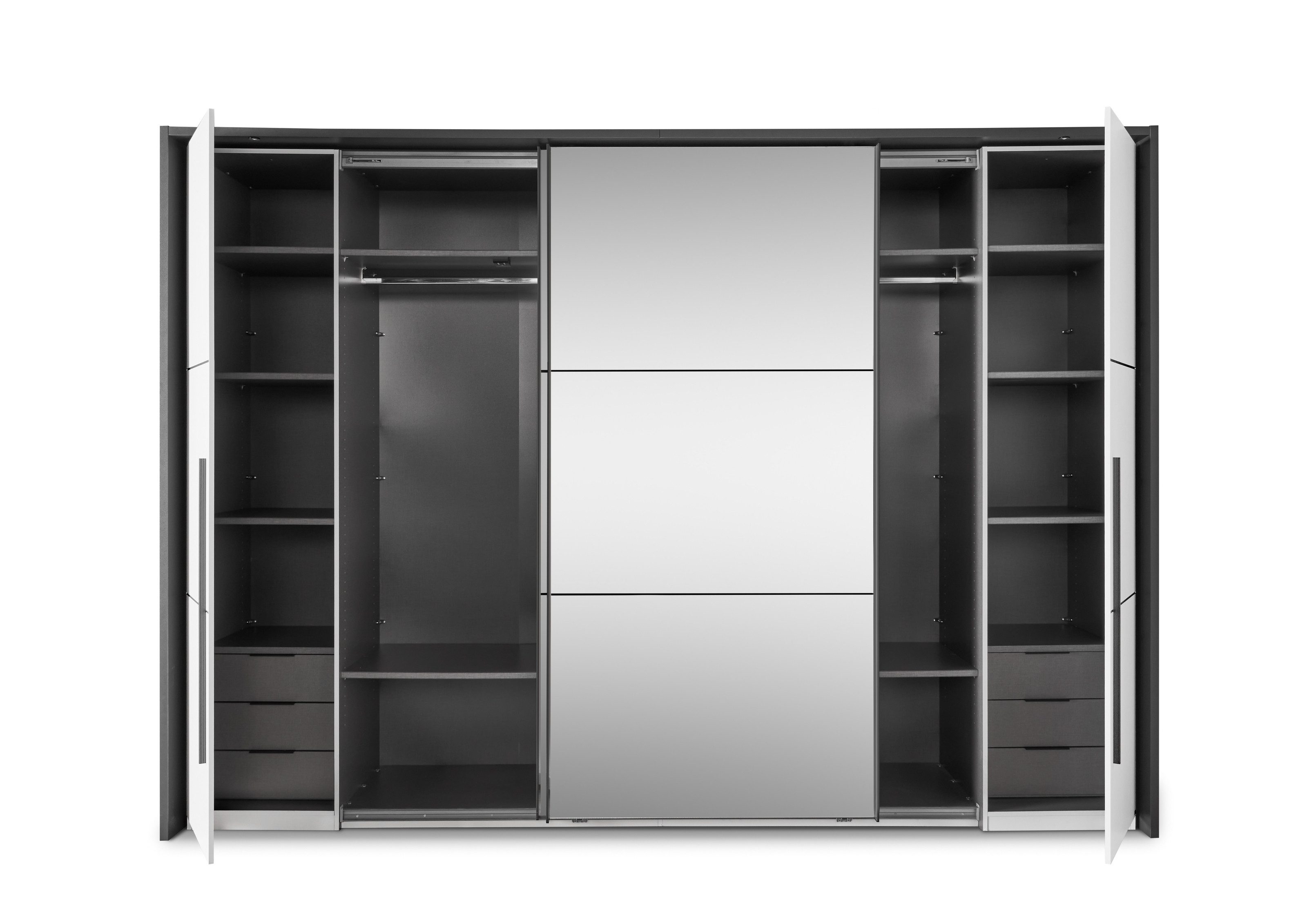 freiraum Kleiderschrank Denver in Weiß Abs.Graphit - 311,9x225,5x61cm (BxHxT)