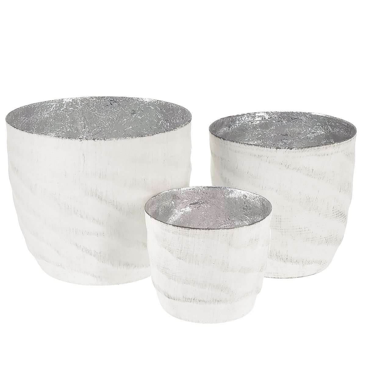 Florists Products Windlicht Elegantes Windlicht Set Weiß Silber Metall, Teelichthalter 3