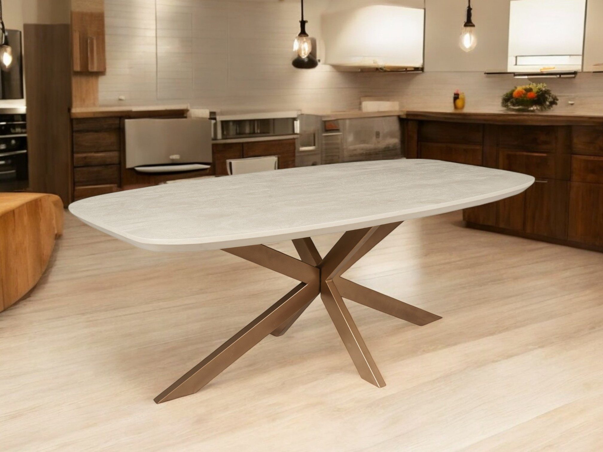 BENEDO MÖBEL Esstisch MADLEN - aus Mangoholz, Sandfarben & Bronze-finish Ge günstig online kaufen