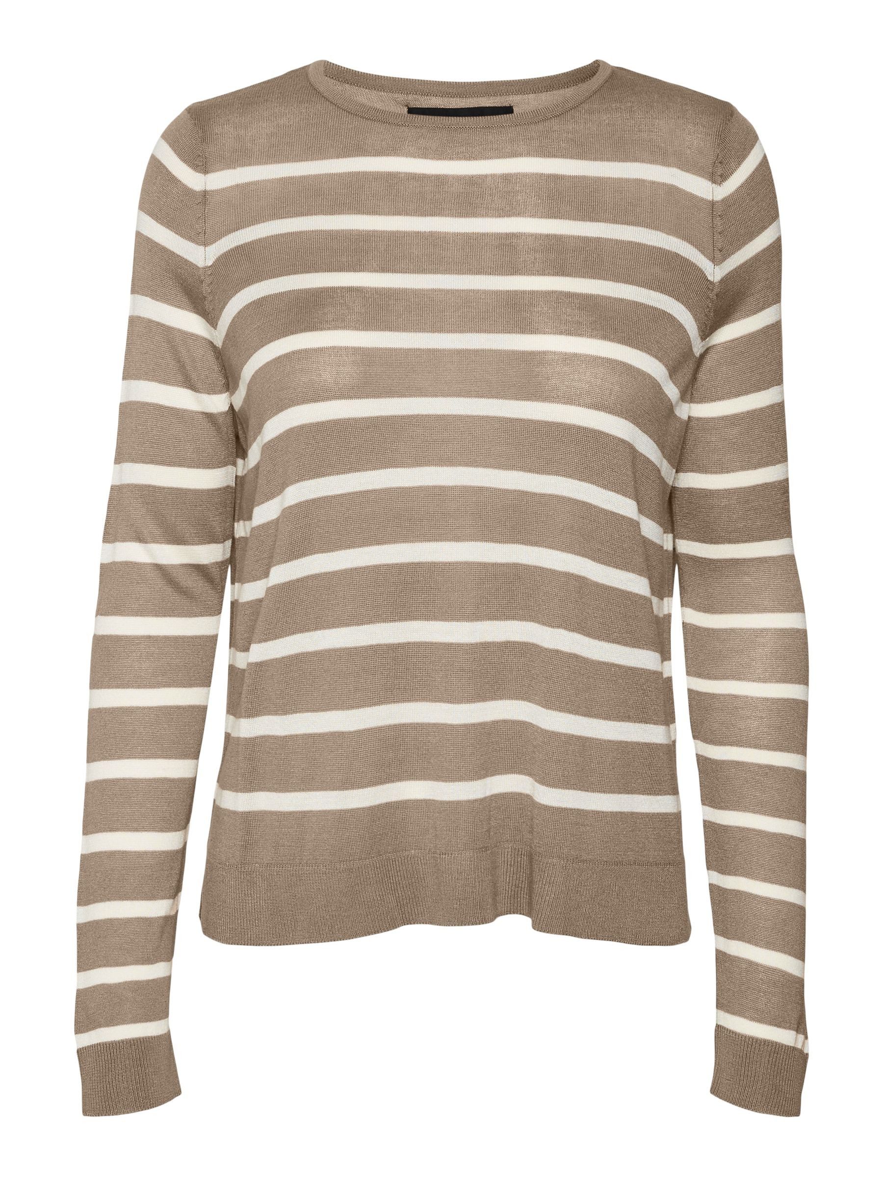 Vero Moda Strickpullover Weicher Feinstrick Rundhals Streifen VMNOVA VMNOVA LS O-NECK PULLOVER GA NOOS