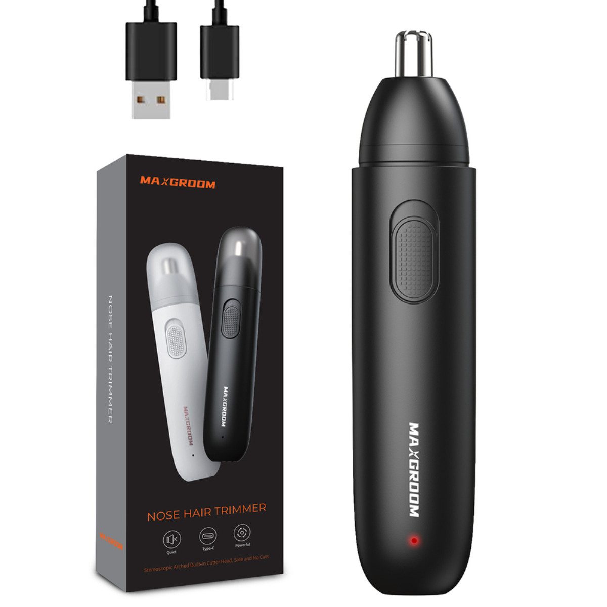 MAXGROOM Nasen- und Ohrhaartrimmer GT2220A, Trimmer Set mit Zubehör, 360° Präzisionstrimmer mit leisem Hochleistungsmotor