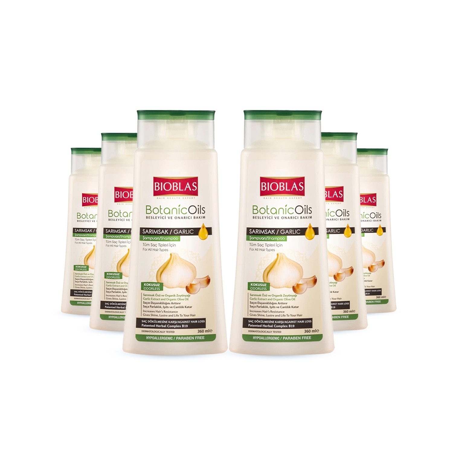 Bioblas Haarshampoo Bioblas Knoblauch-Shampoo geruchlos 360 ml – Haarshampoo, 6-tlg.