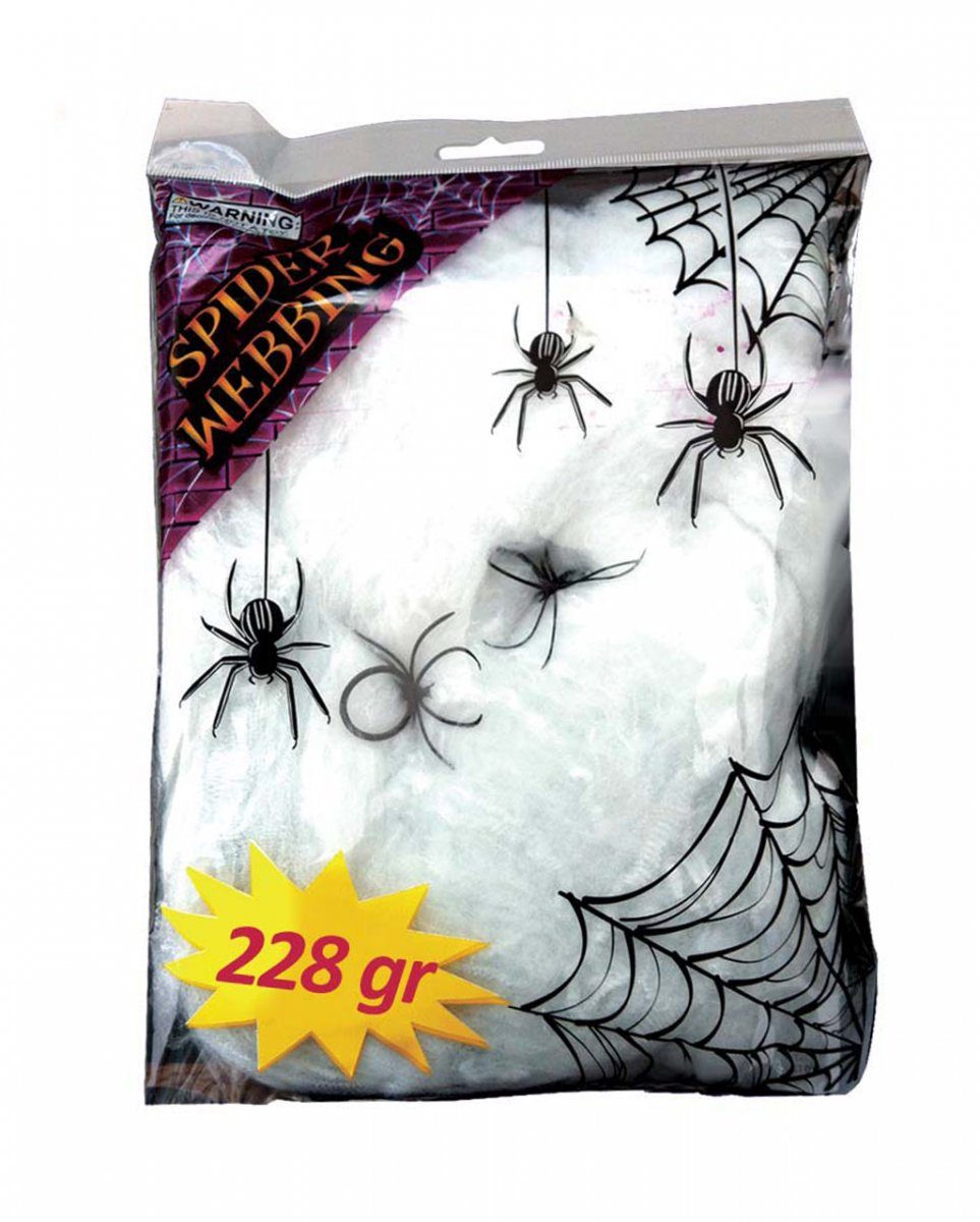 Horror-Shop Dekofigur Künstliche Spinnweben 228g mit 2 Spinnen als Deko-