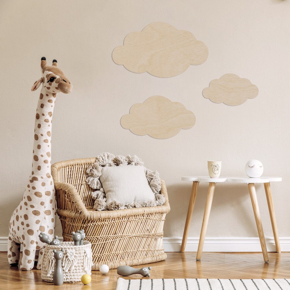 WANDStyle Wanddekoobjekt "Wolken" aus Holz, Pappel