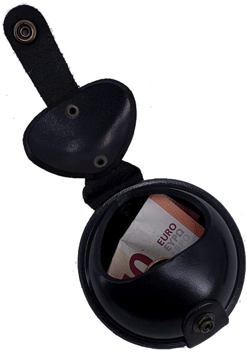 Gürteltasche Schlüsselanhänger / Kleingeldbörse groß Sattelleder 9cm schwarz