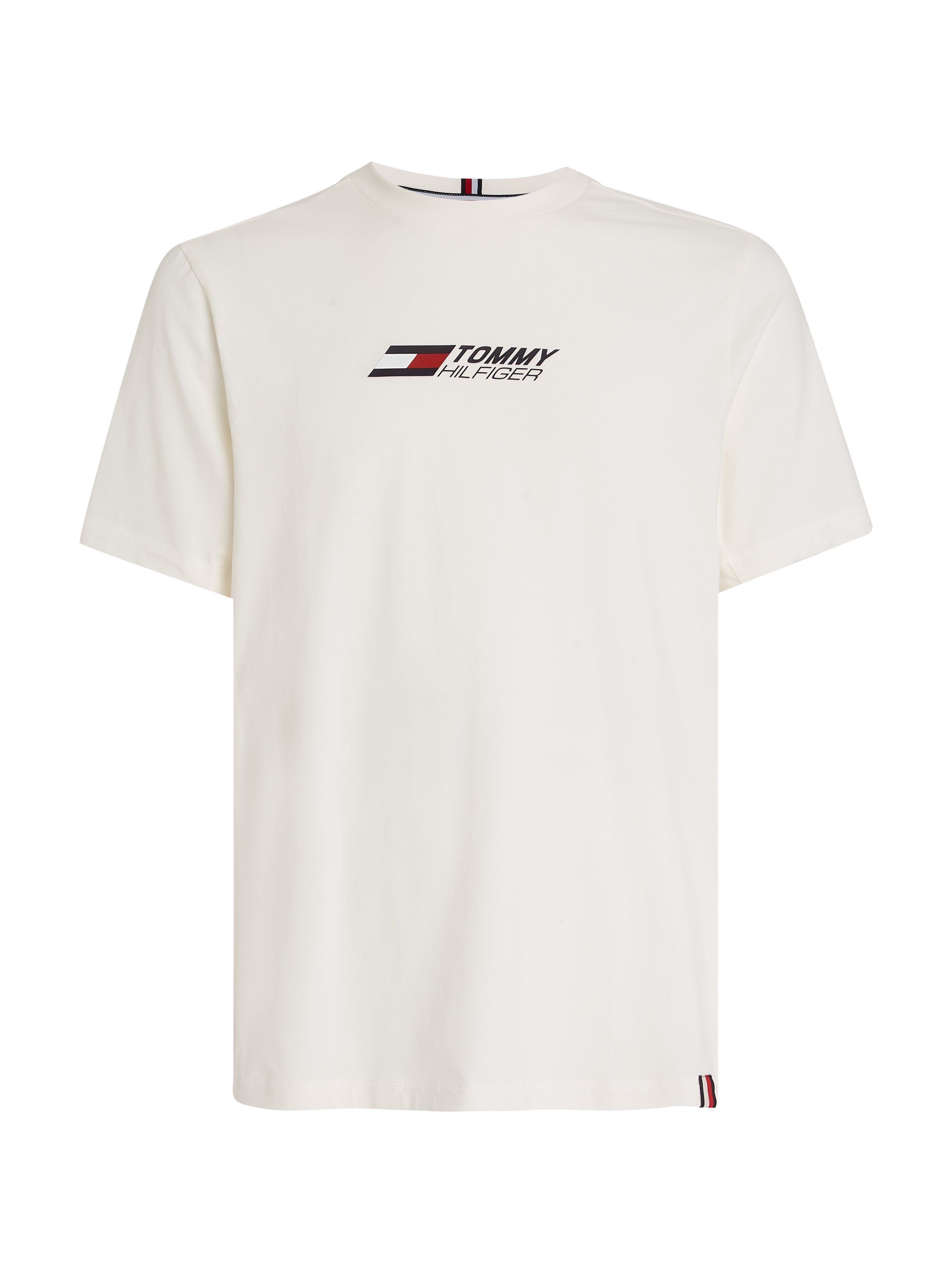 Tommy Hilfiger Sport T-Shirt ESSENTIAL Ancient LOGO BIG Brust auf TEE mit Tommy Logodruck der Hilfiger White