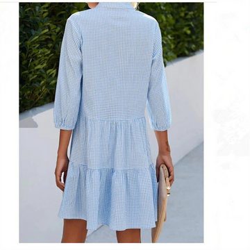 FIDDY Langarmhemd Hemdkleid mit Viertelärmeln – Damenhemd – Strandrock