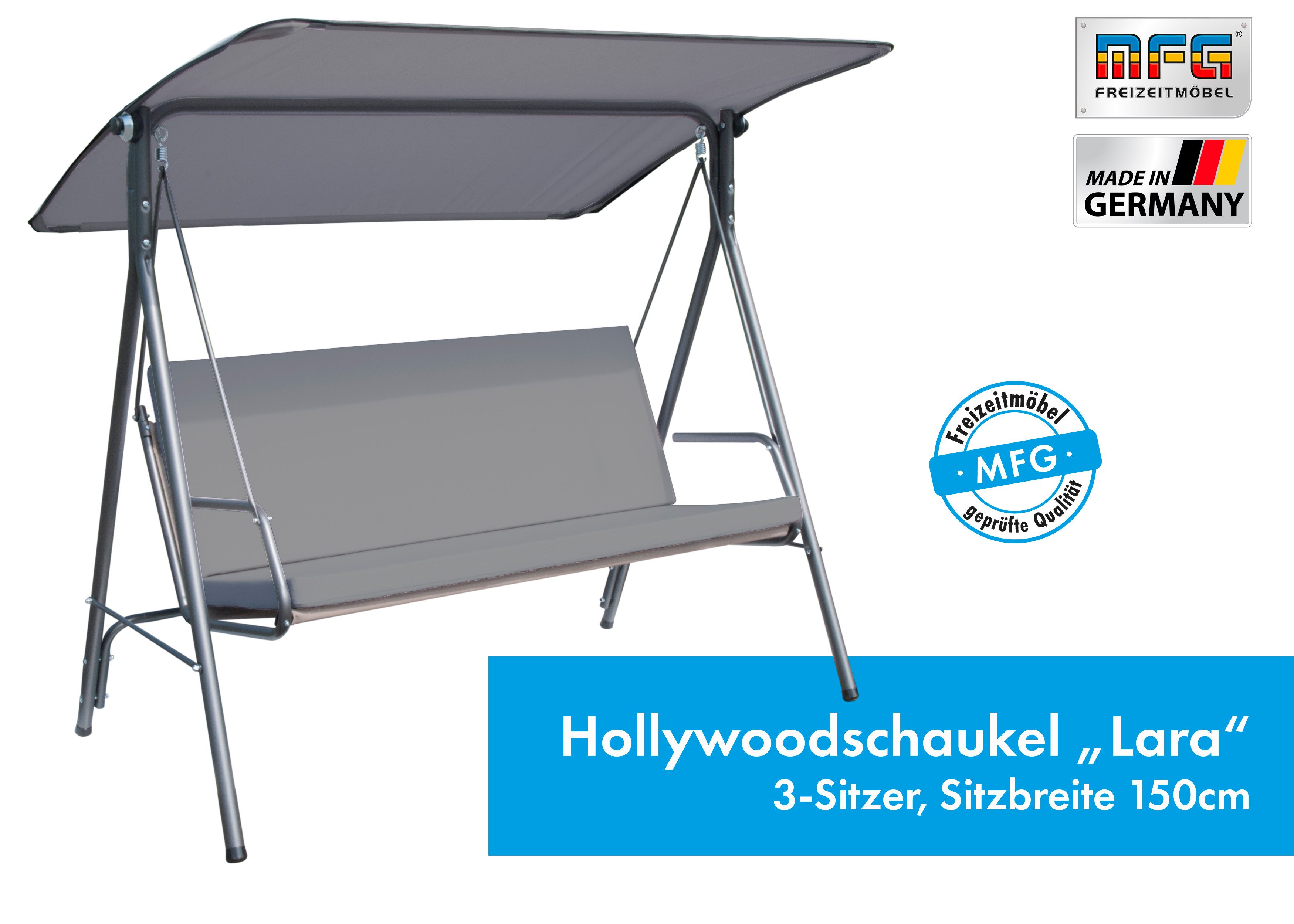 MFG Freizeitmöbel Hollywoodschaukel MFG Hollywoodschaukel "Lara", 3-Sitzer günstig online kaufen