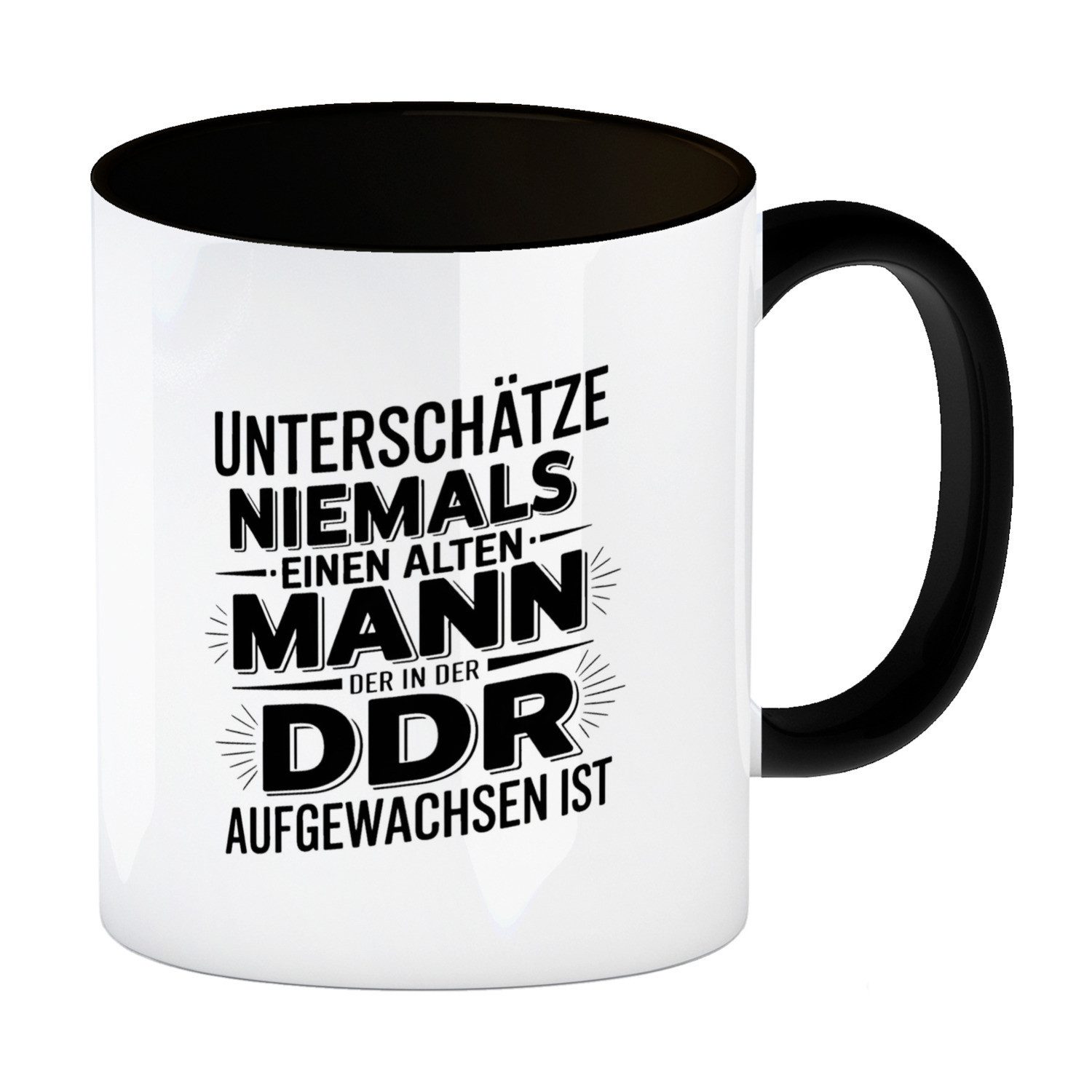 Tasse DDR Nostalgie Spruch Kaffeebecher in schwarz für Ossis