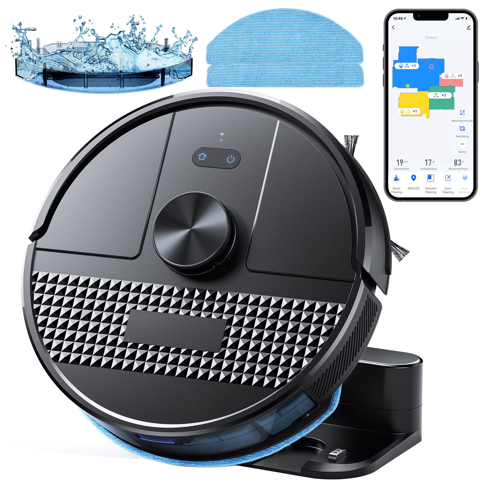 Nass-Trocken-Saugroboter LDS 9.0 LiDAR Saugroboter mit Wischfunktion Lasernavigation
