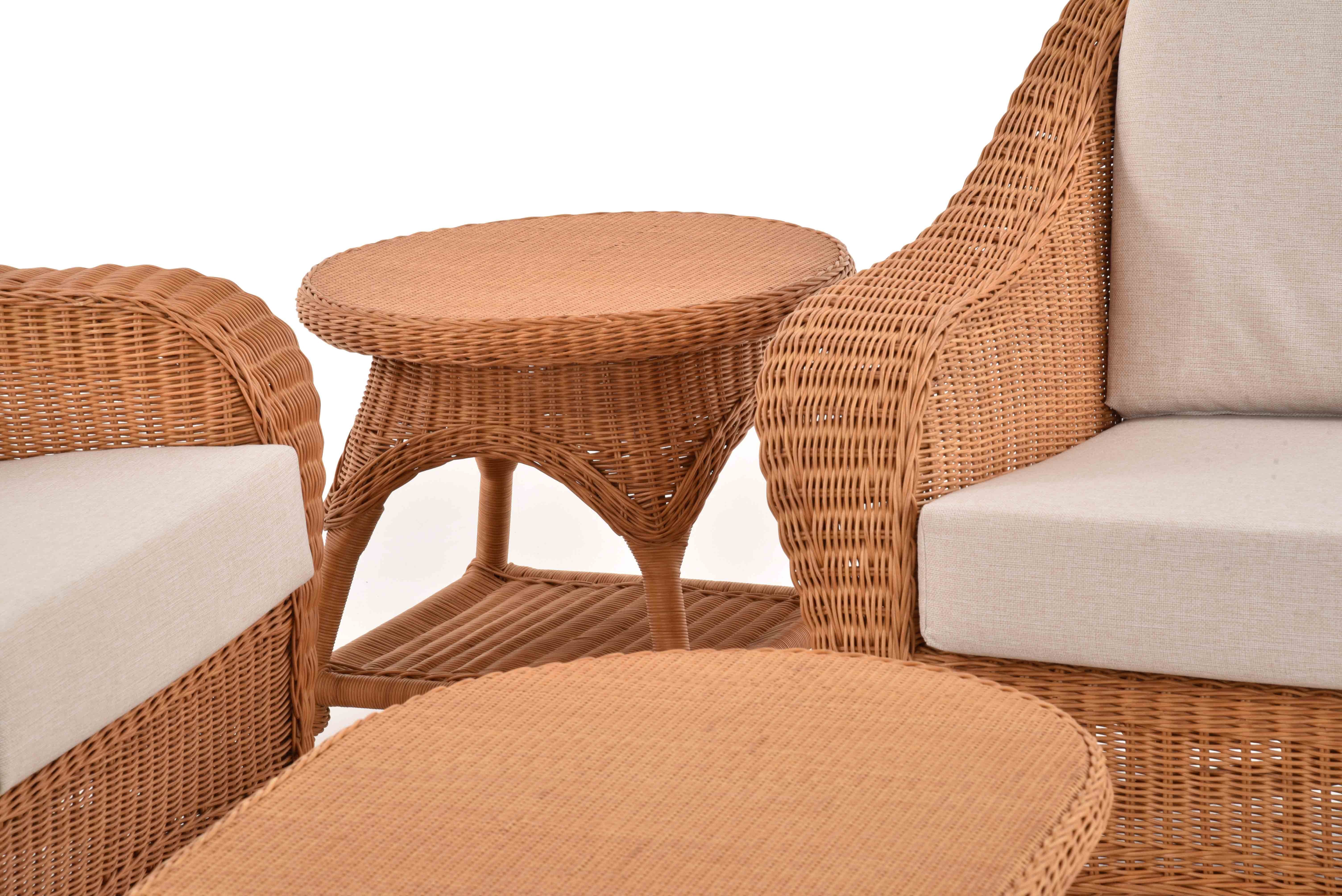 Rattan Terracotta 5 Home (5-tlg., Farbe 2x Rattanmöbel Beistelltisch), Krines 1x für Sitzgruppe Sessel, Set Kora 5-teilig, Tisch, Wintergartenset Dreisitzersofa, Rattangarnitur 1x 1x Personen