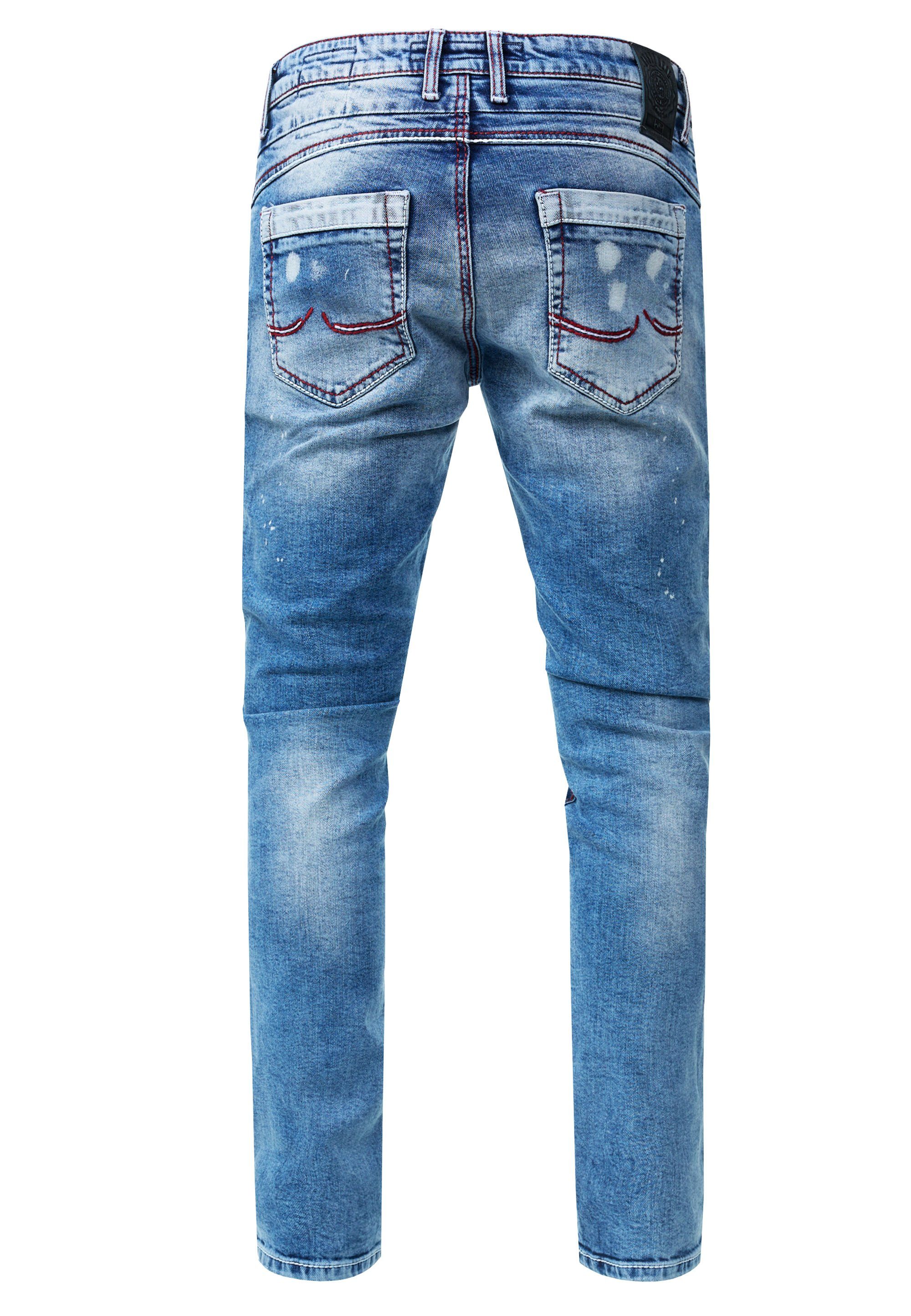Zierelementen Neal URUMA mit trendigen Straight-Jeans blau-denim Rusty