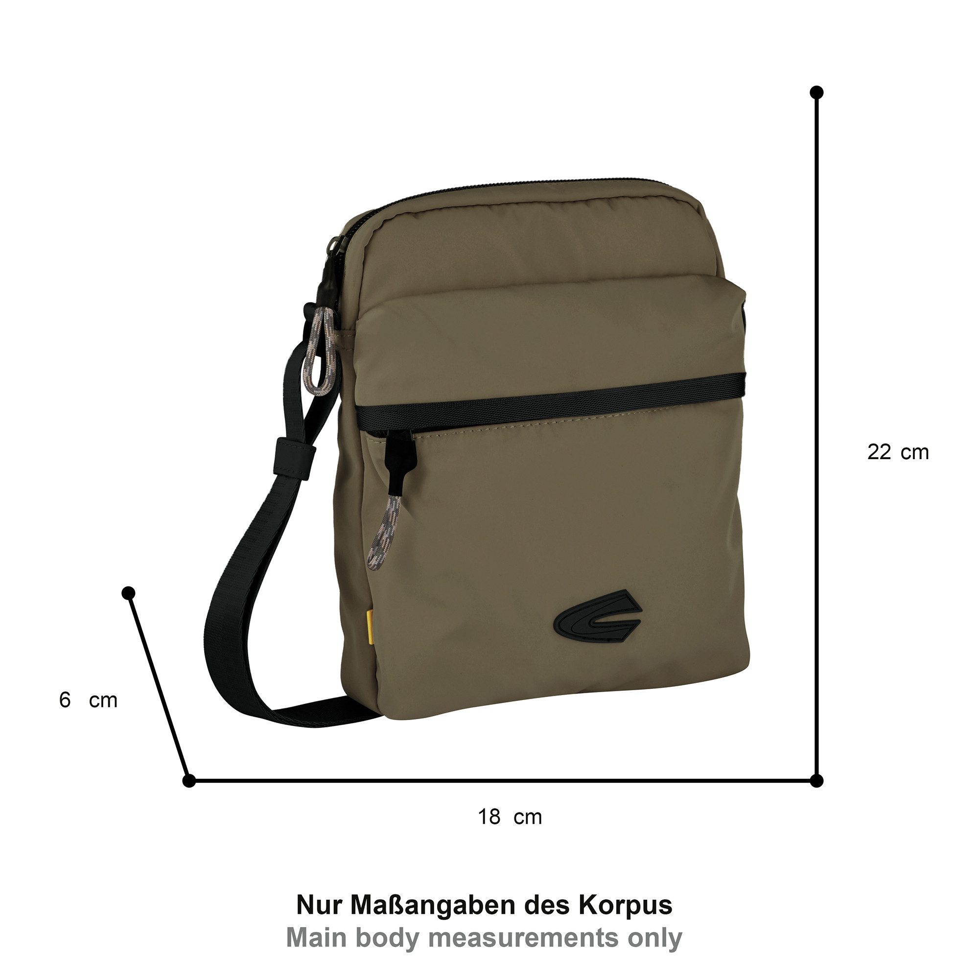 camel active Umhängetasche Terra, aus recyceltem Nylon und voluminös aufgesetzten Taschen