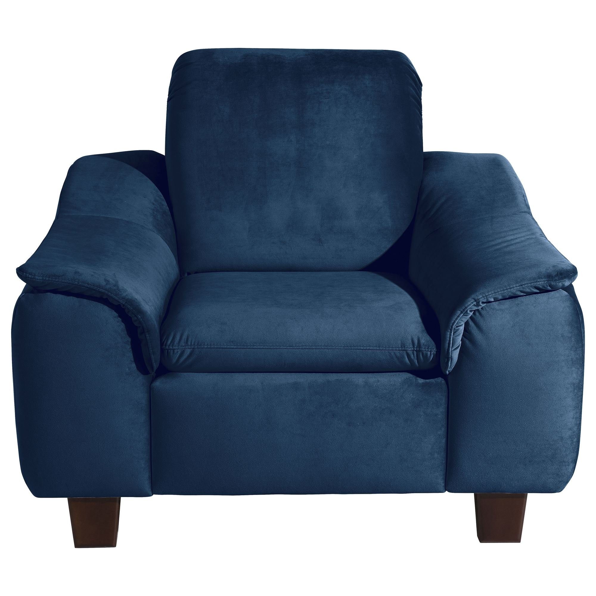 dunkelblau Samtvelours nussbaum Sessel aufm dunkel hochwertig Katti 1-St), Buche / Kessel verarbeitet,bequemer Kostenlosem 58 Bezug (Sparpreis Sessel inkl. Versand, Sitz