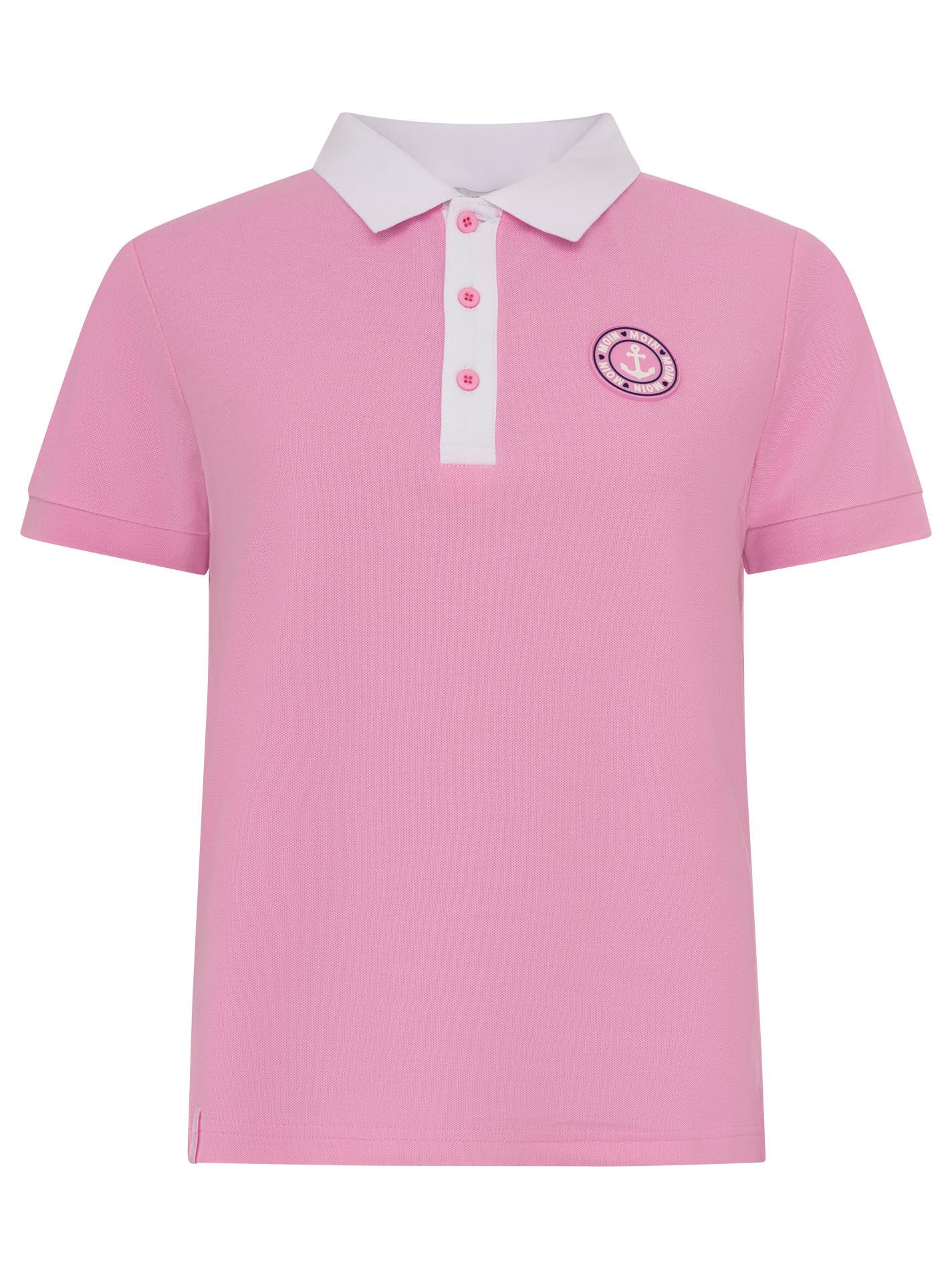 Zwillingsherz Poloshirt Maritim kontrastierende Polokragen mit Knopfleiste, Brustlogo mit Anker – Bild 3 von 5