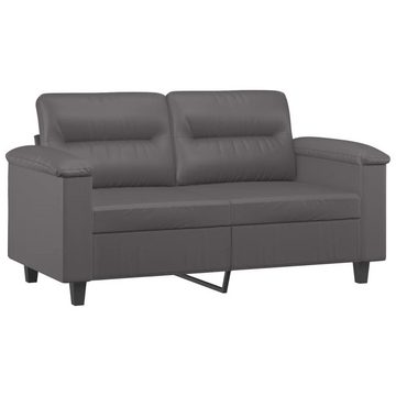 vidaXL Sofa 2-tlg. Sofagarnitur mit Kissen Grau Kunstleder