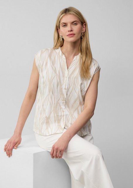 s.Oliver BLACK LABEL Blusentop Ärmellose Popeline-Bluse mit All-over-Print günstig online kaufen
