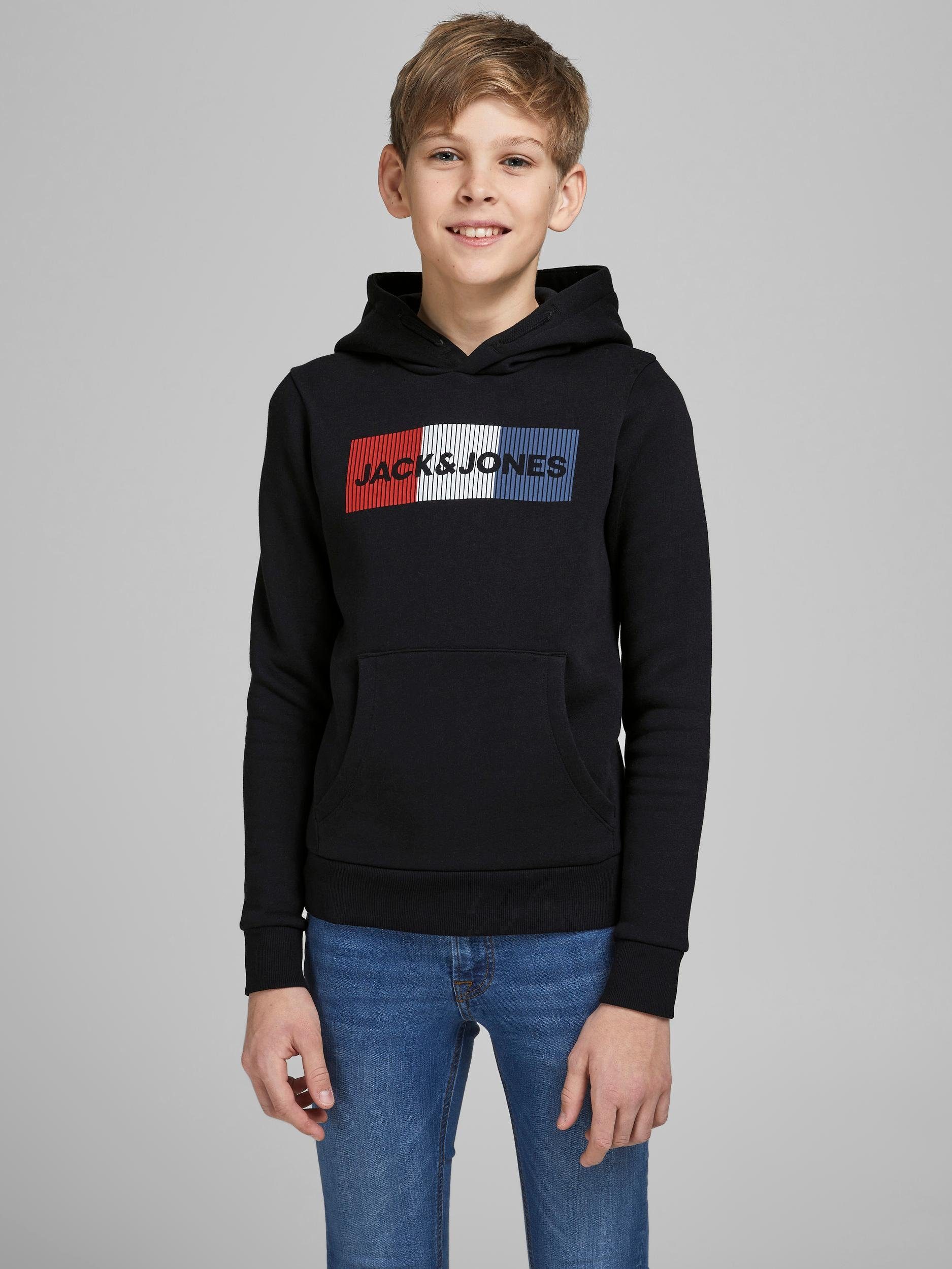 Jack & Jones Junior Sweatshirt LOGO HOOD JNR SWEAT JJECORP black/PLAY