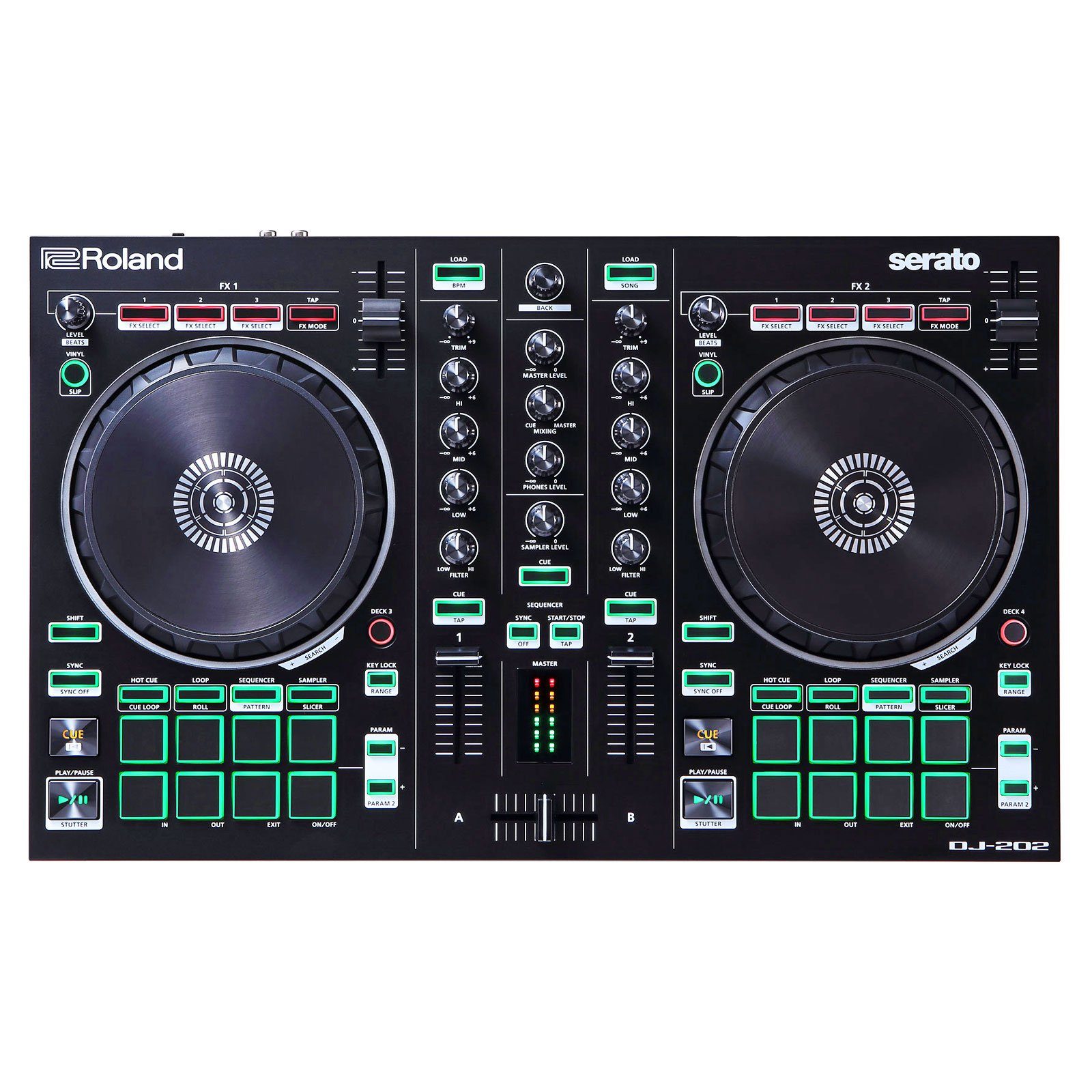 Roland Audio DJ Controller Roland DJ-202 USB-DJ-Controller mit Kopfhörer, enthält Serato DJ Intro