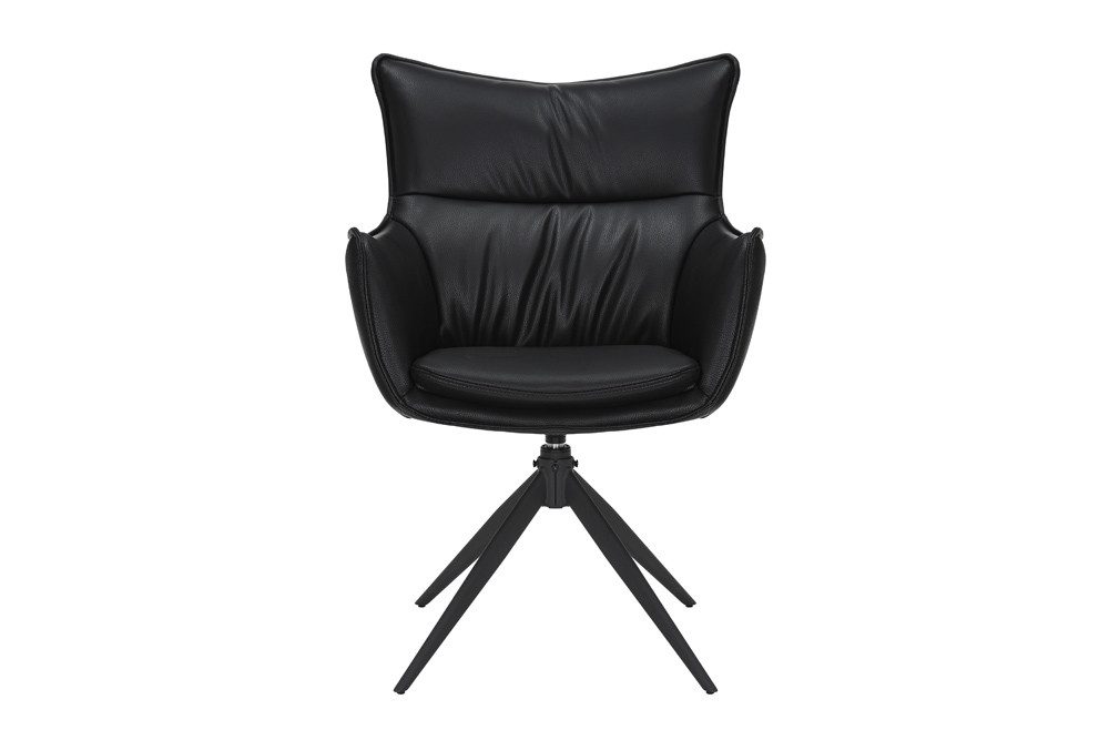riess-ambiente Drehstuhl VOGUE schwarz - Kunstleder, Metallgestell, 360° drehbar, mit Armlehne (Einzelartikel, 1 St), moderner Polsterstuhl - ideal für Ess-, Arbeits-, Wohnzimmer & Büro